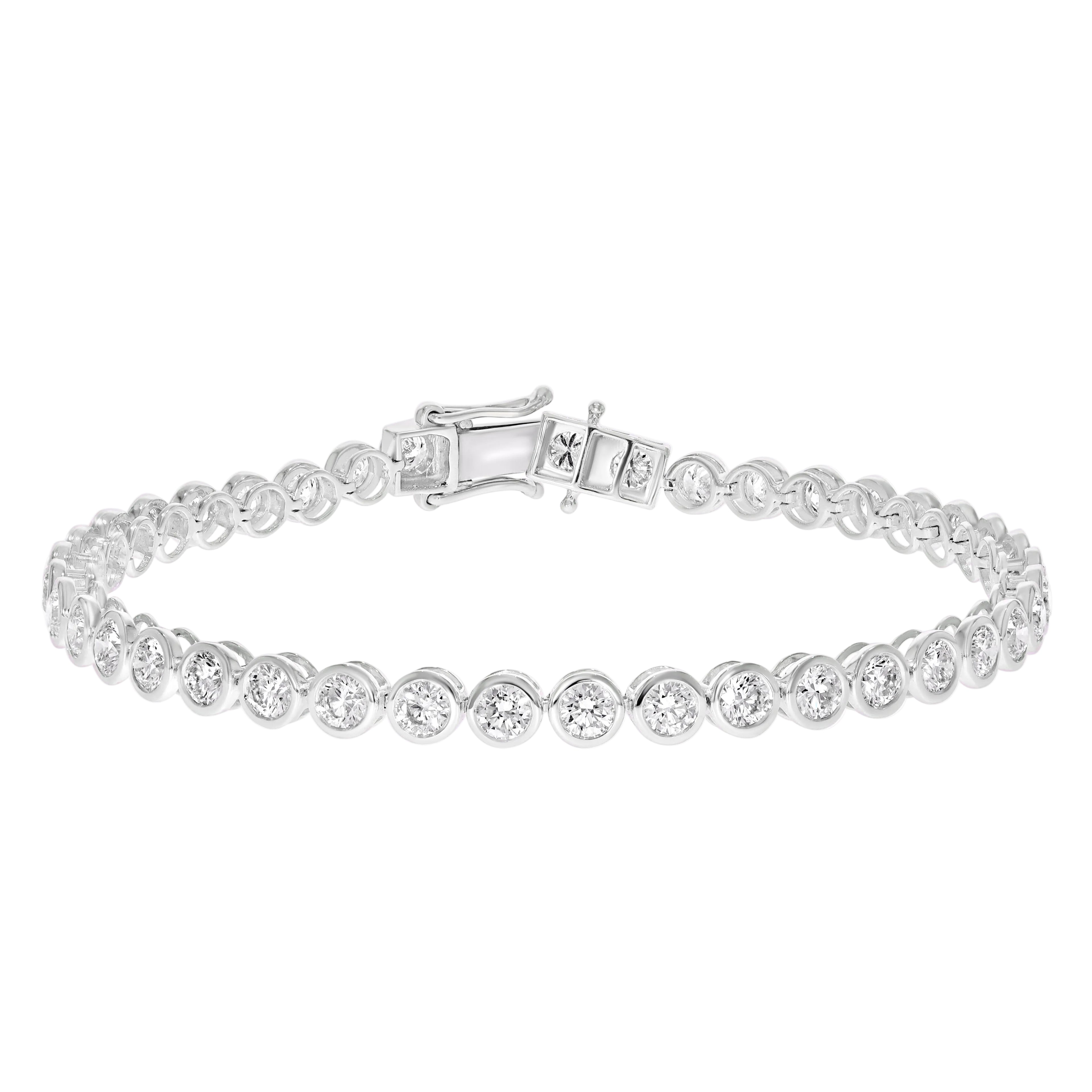 Round Bezel Diamond Tennis Bracelet - BR23