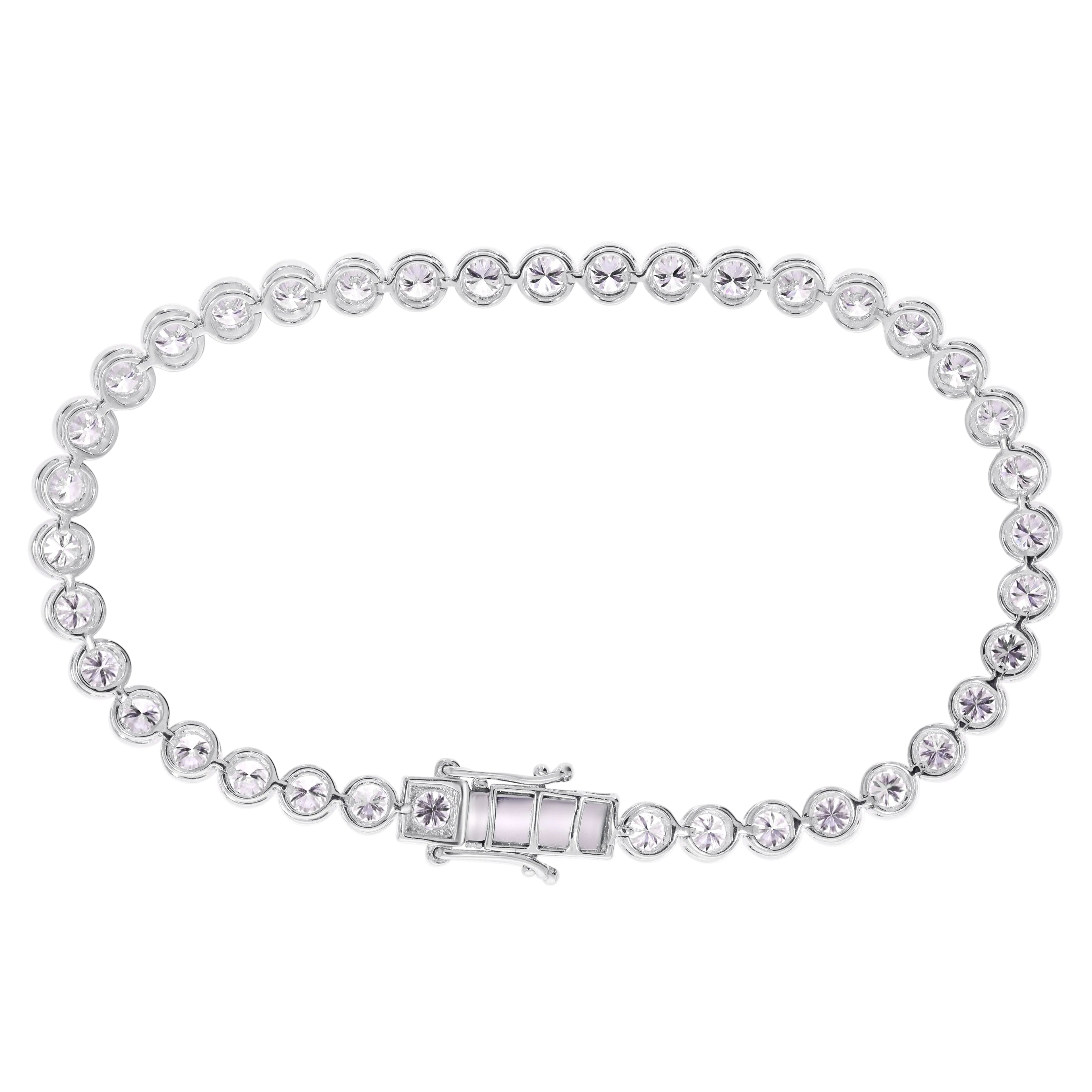 Round Bezel Diamond Tennis Bracelet - BR23
