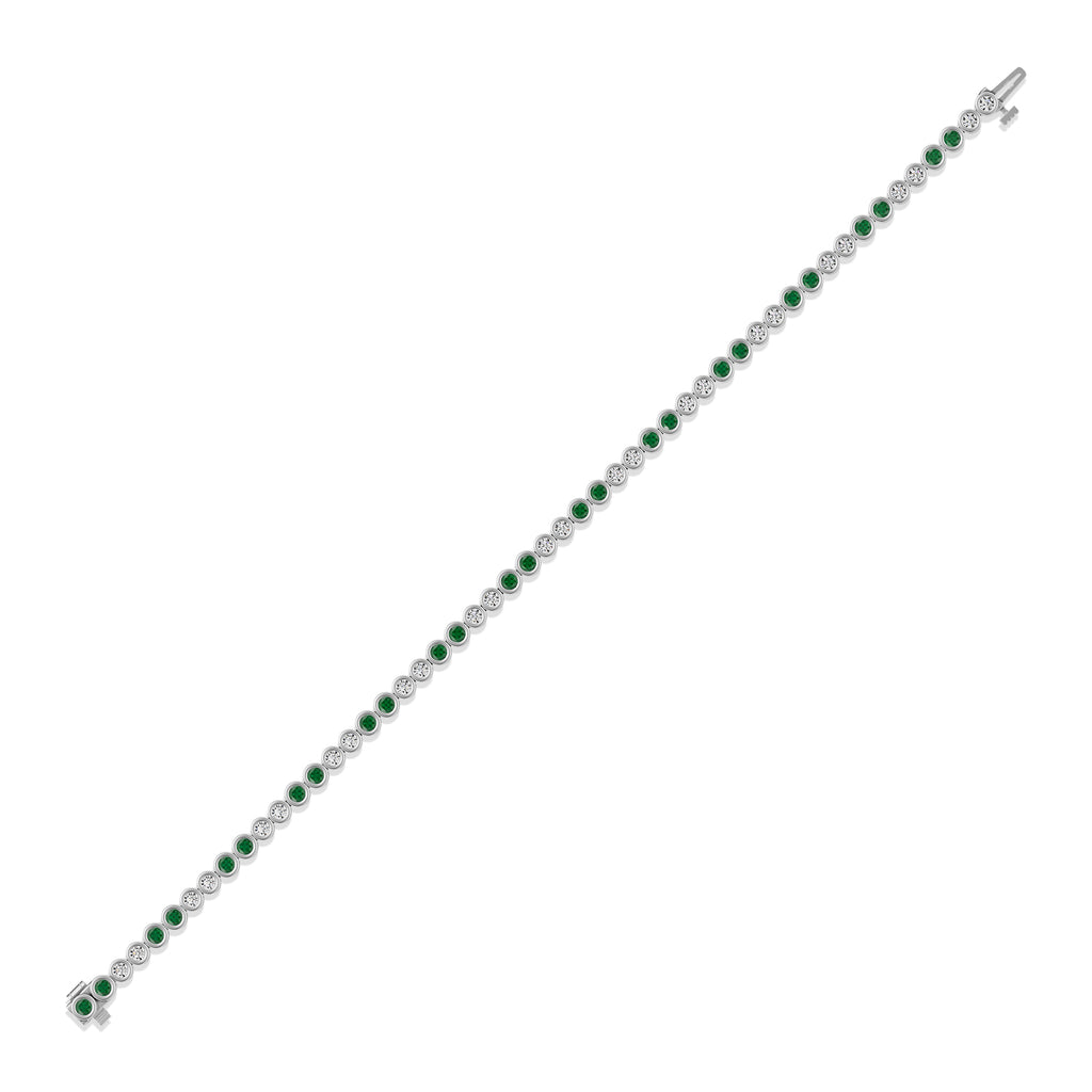 Round Emerald & Diamond Tennis Bracelet - BR34