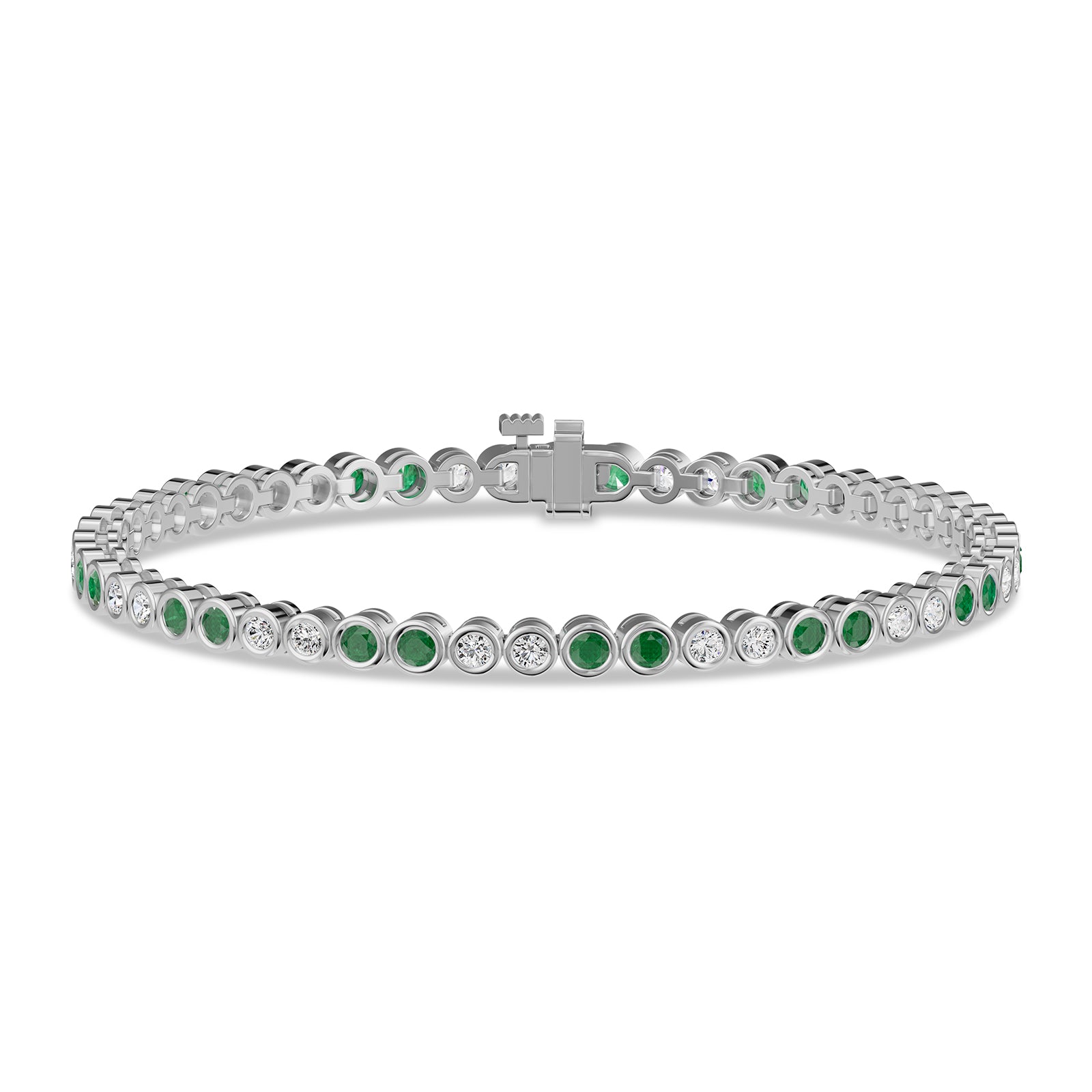 Round Emerald & Diamond Tennis Bracelet - BR34