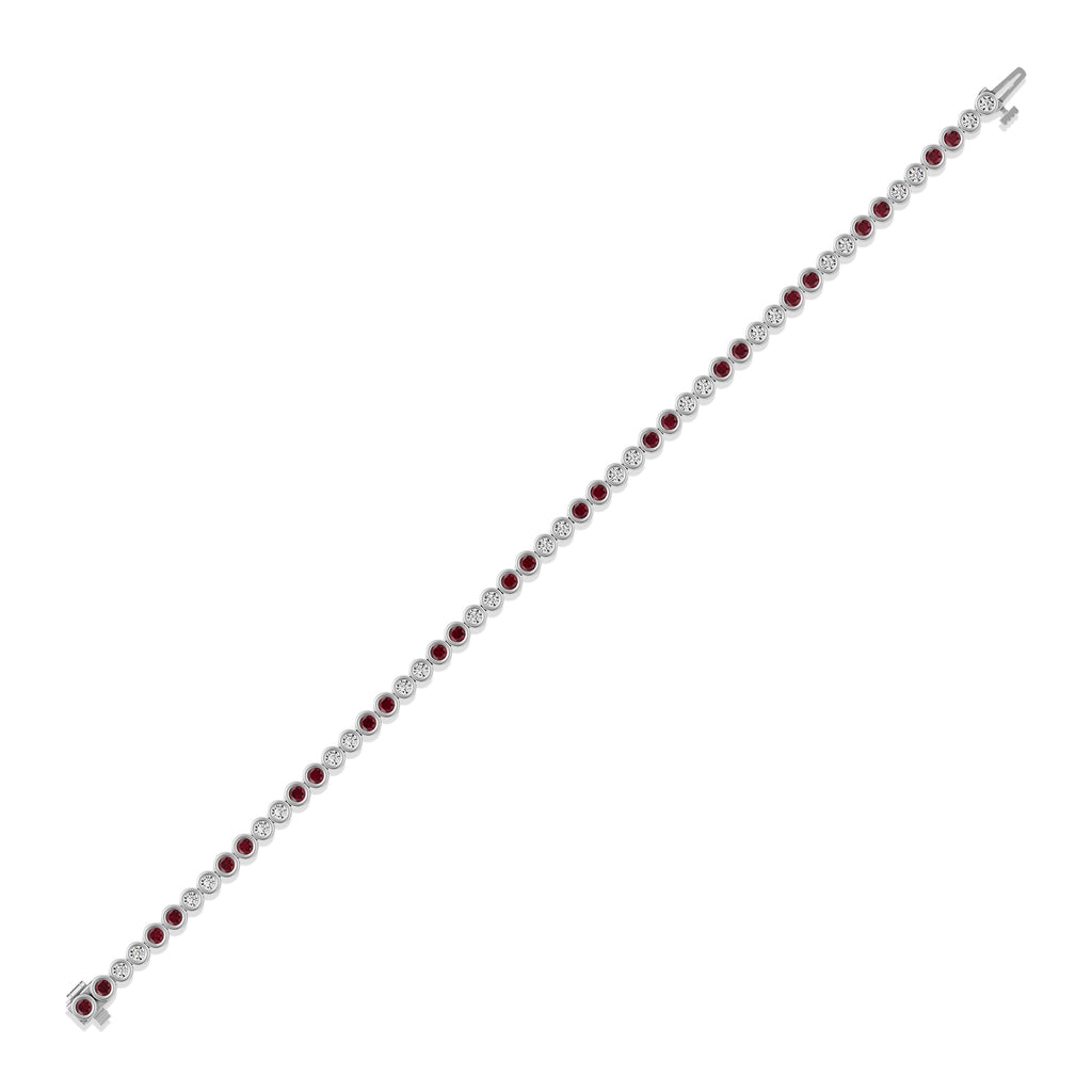 Round Ruby & Diamond Tennis Bracelet - BR35