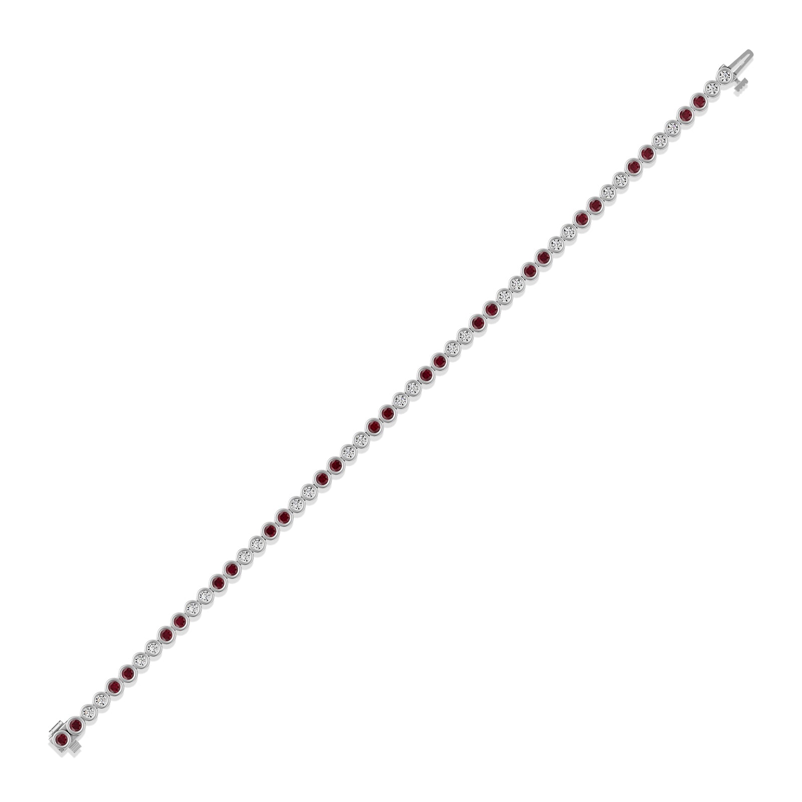 Round Ruby & Diamond Tennis Bracelet - BR35