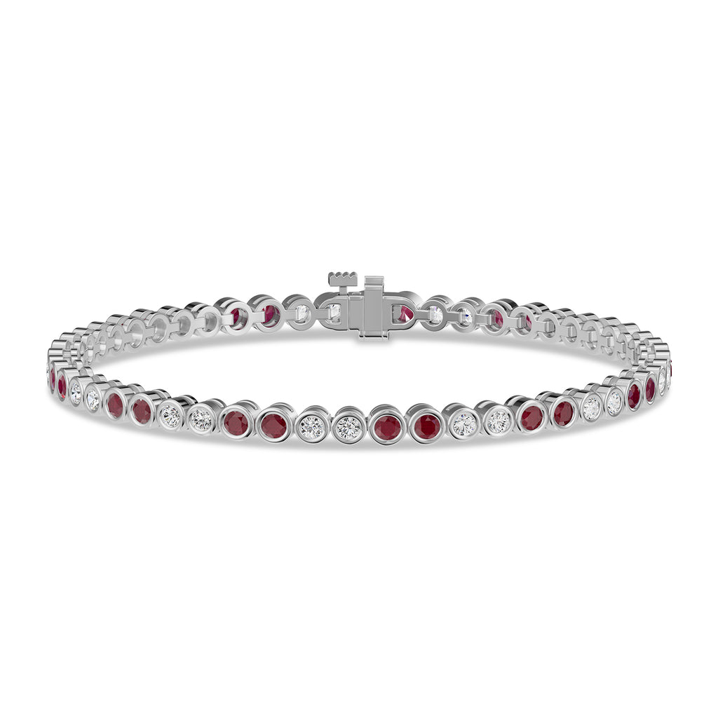 Round Ruby & Diamond Tennis Bracelet - BR35