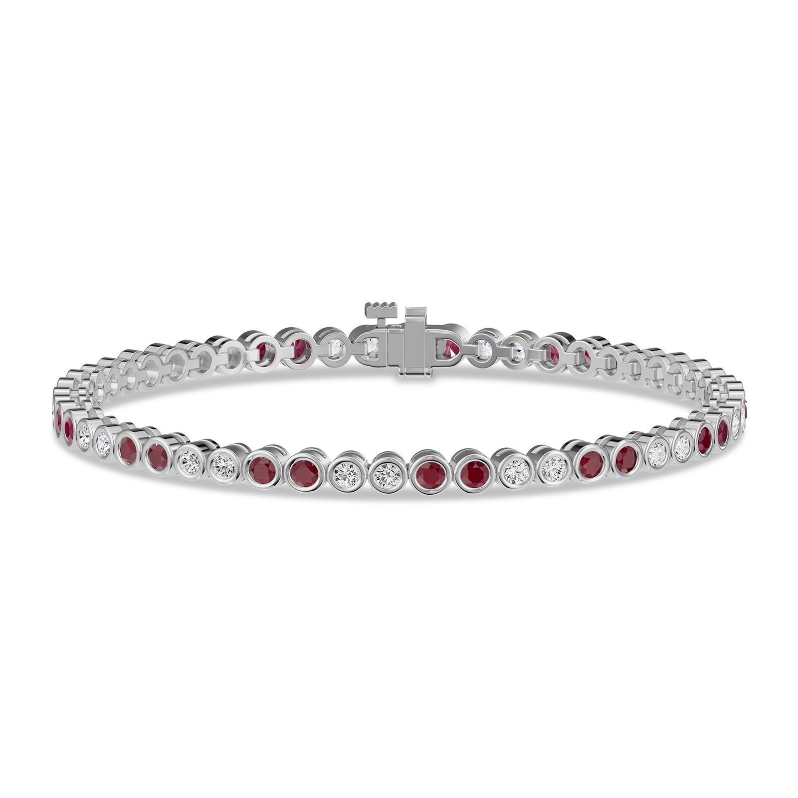 Round Ruby & Diamond Tennis Bracelet - BR35