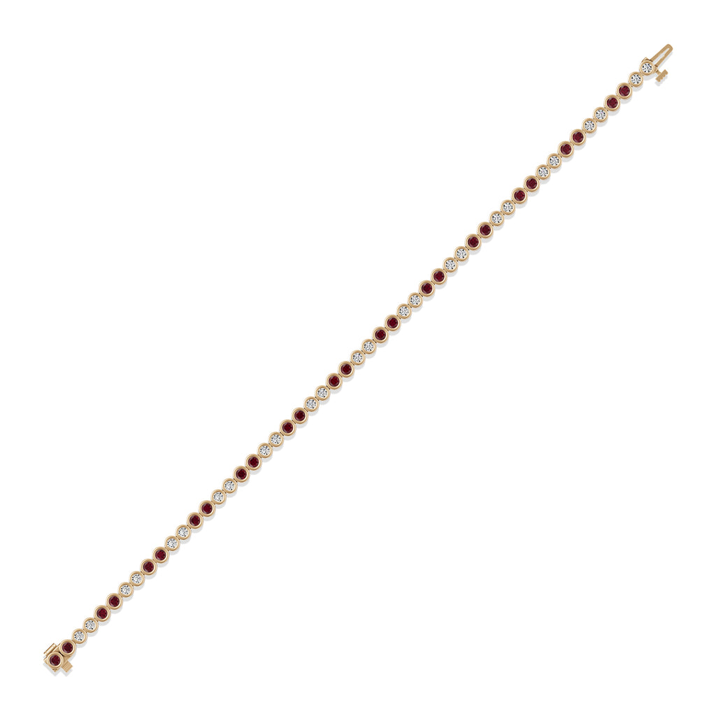 Round Ruby & Diamond Tennis Bracelet - BR35