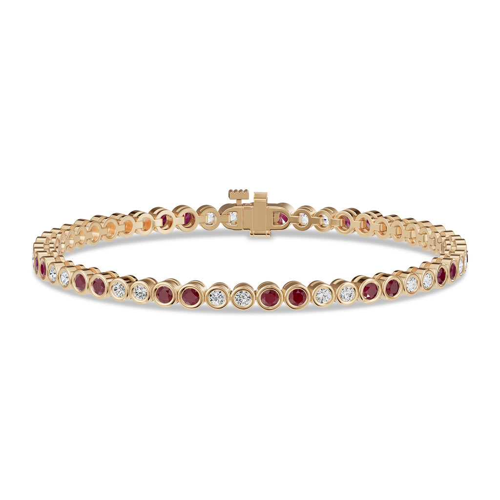 Round Ruby & Diamond Tennis Bracelet - BR35