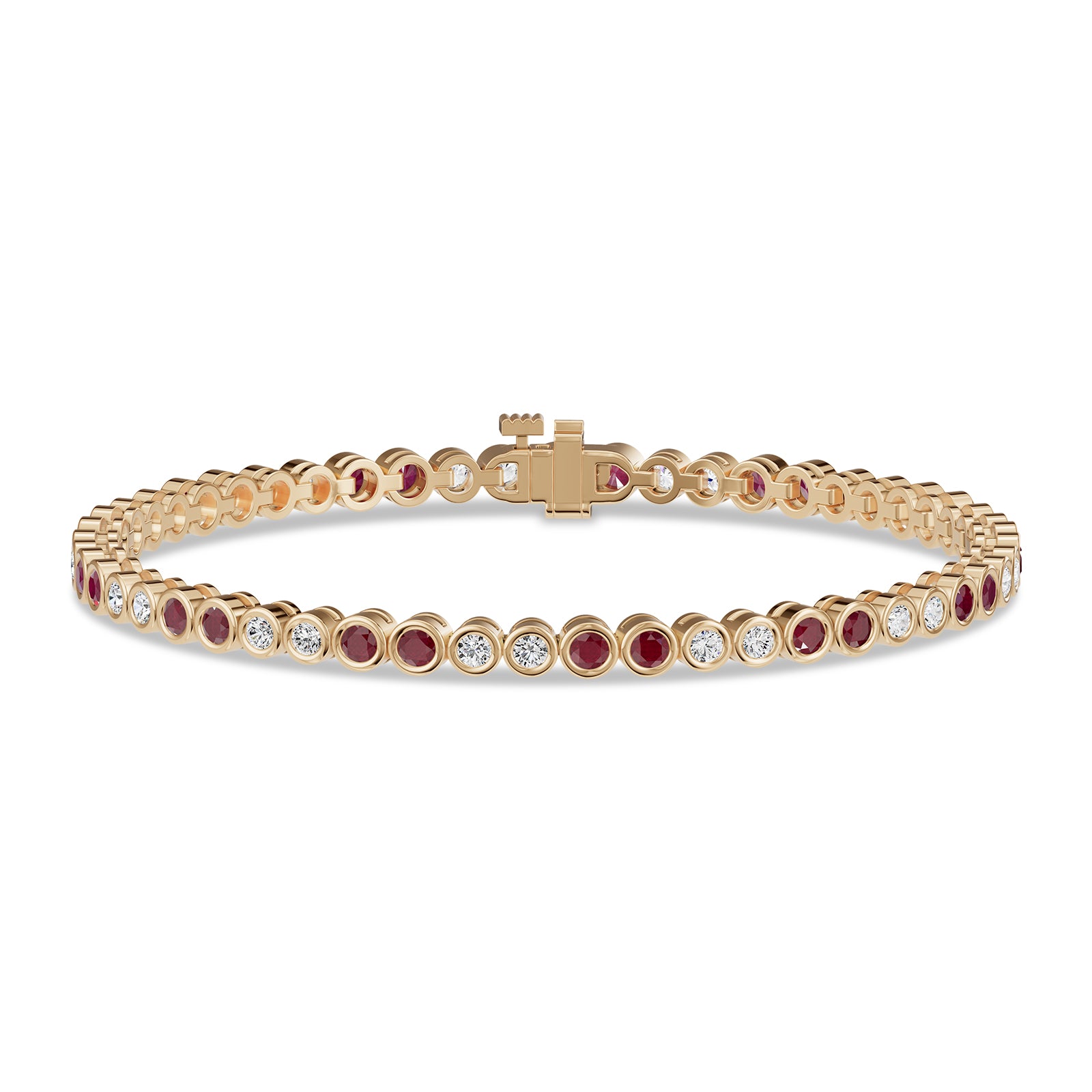 Round Ruby & Diamond Tennis Bracelet - BR35