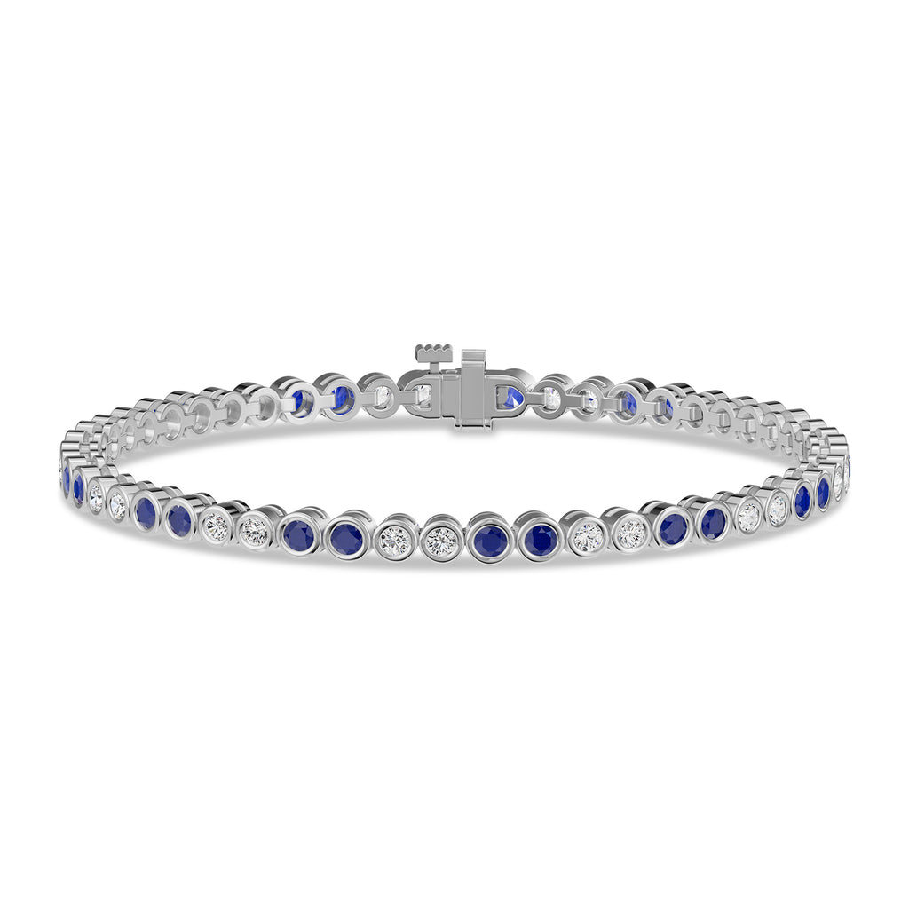 Round Sapphire & Diamond Tennis Bracelet - BR36