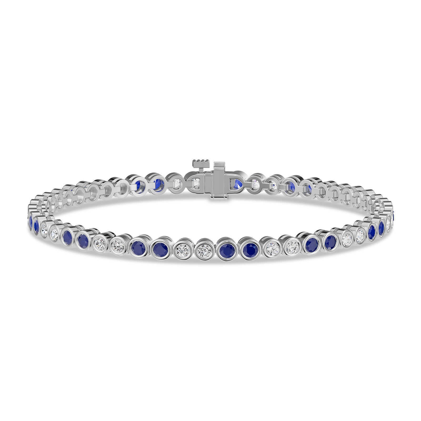 Round Sapphire & Diamond Tennis Bracelet - BR36
