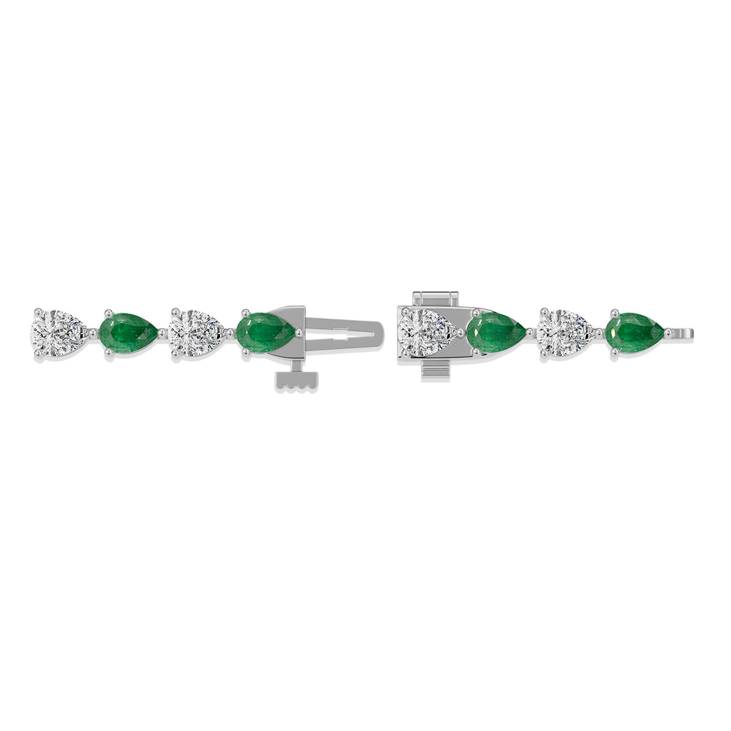 Pear Emerald & Diamond Tennis Bracelet - BR37