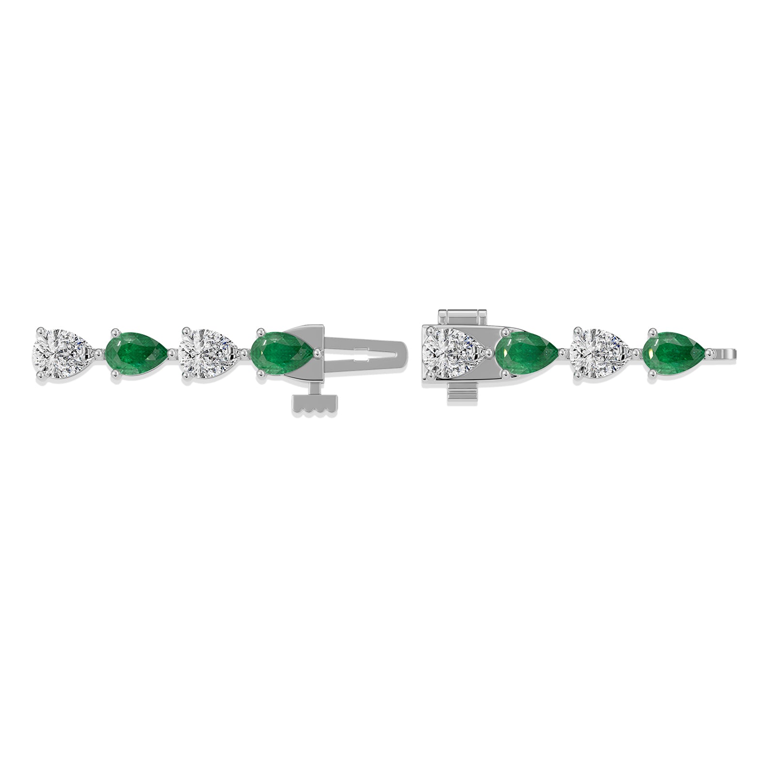 Pear Emerald & Diamond Tennis Bracelet - BR37
