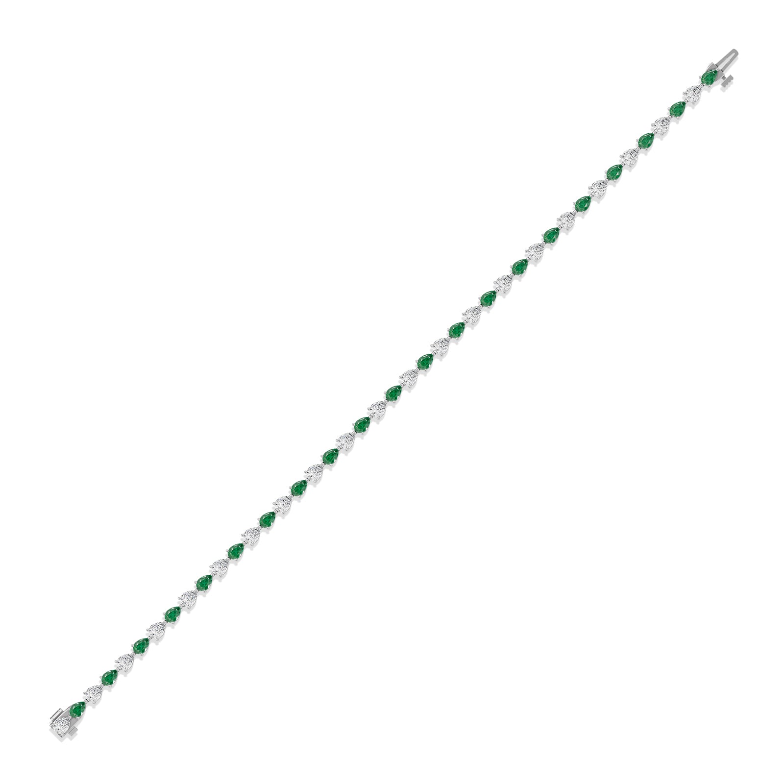 Pear Emerald & Diamond Tennis Bracelet - BR37