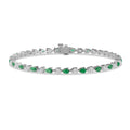 Pear Emerald & Diamond Tennis Bracelet - BR37