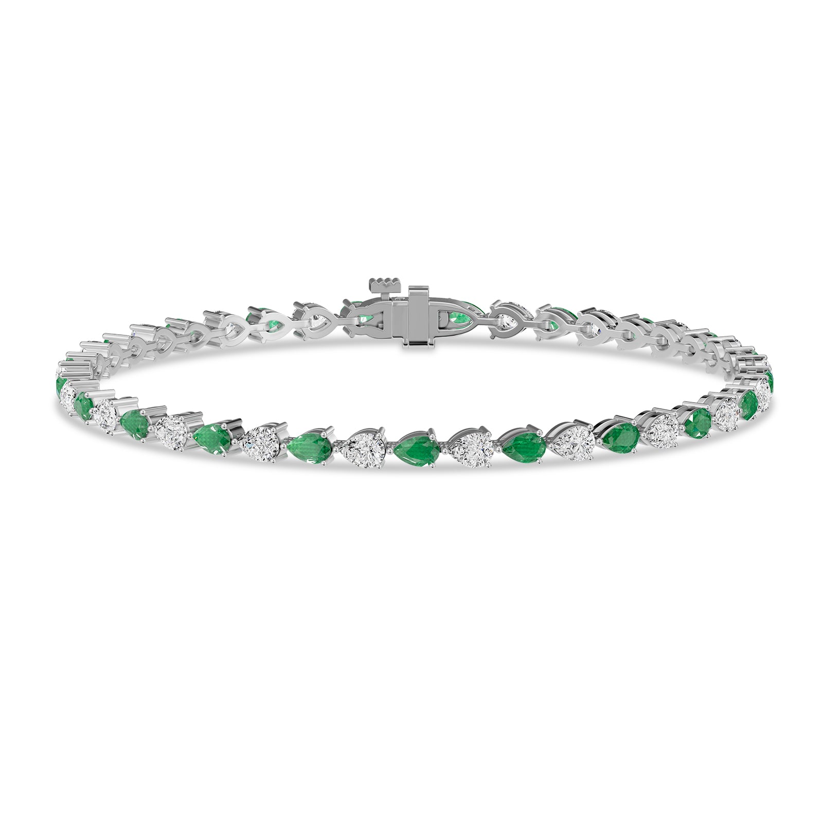 Pear Emerald & Diamond Tennis Bracelet - BR37