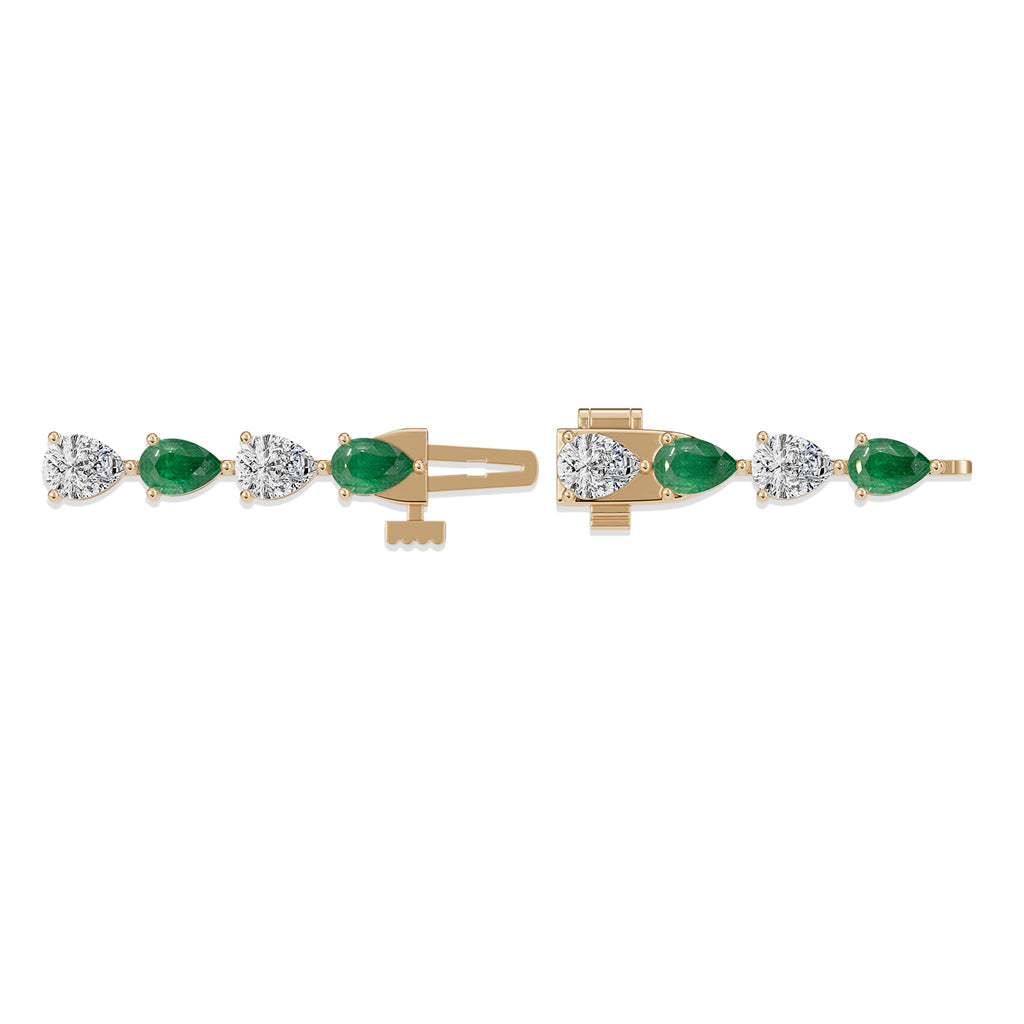 Pear Emerald & Diamond Tennis Bracelet - BR37