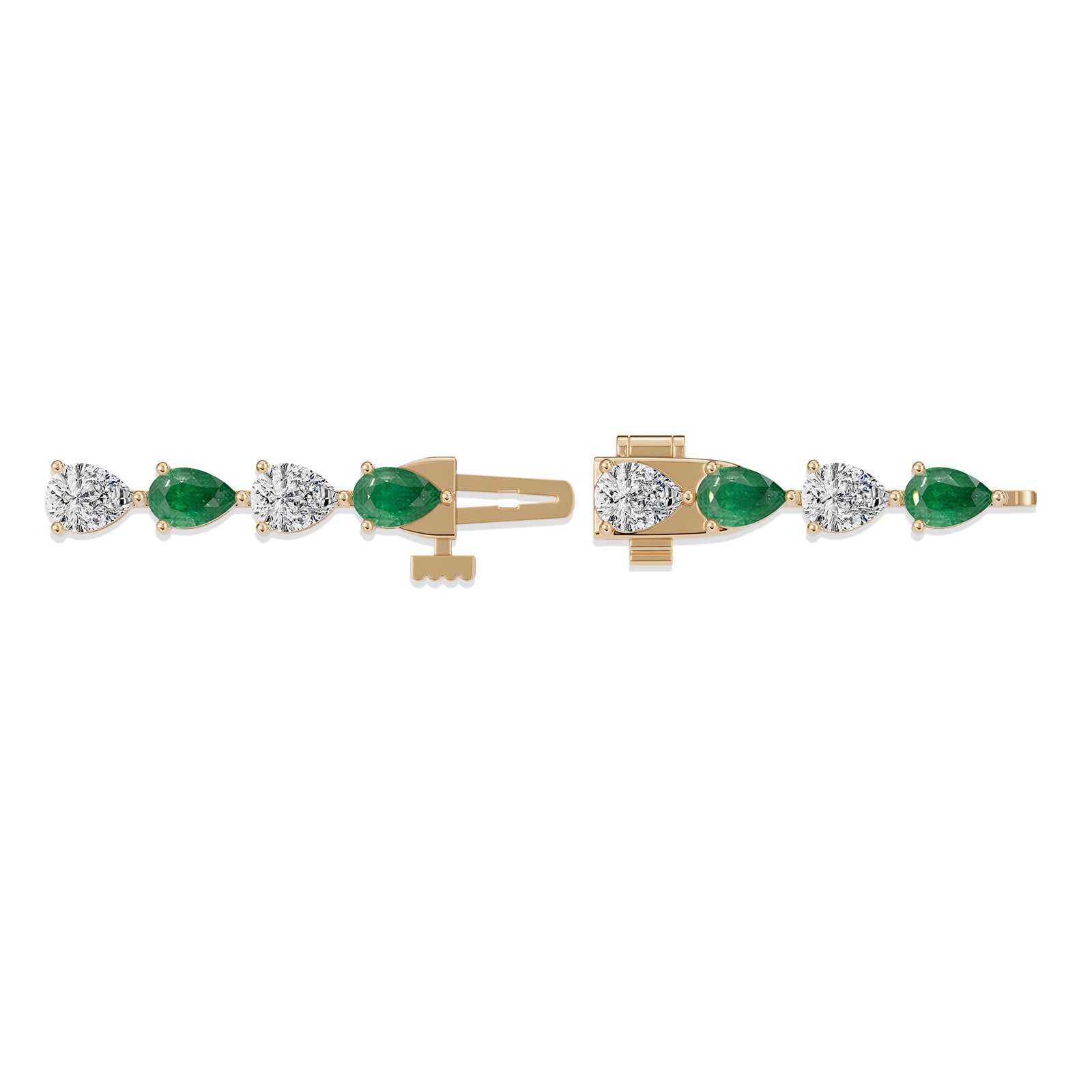 Pear Emerald & Diamond Tennis Bracelet - BR37