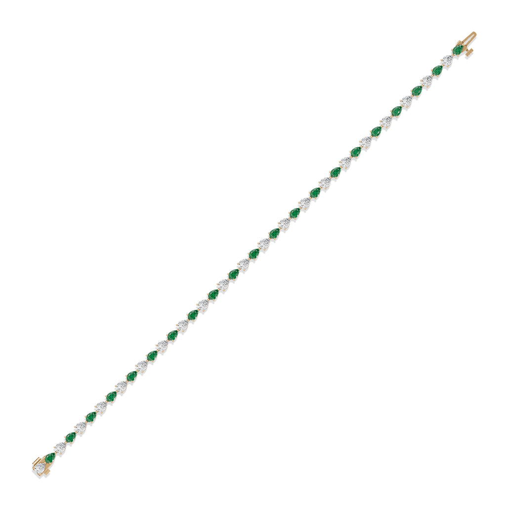 Pear Emerald & Diamond Tennis Bracelet - BR37