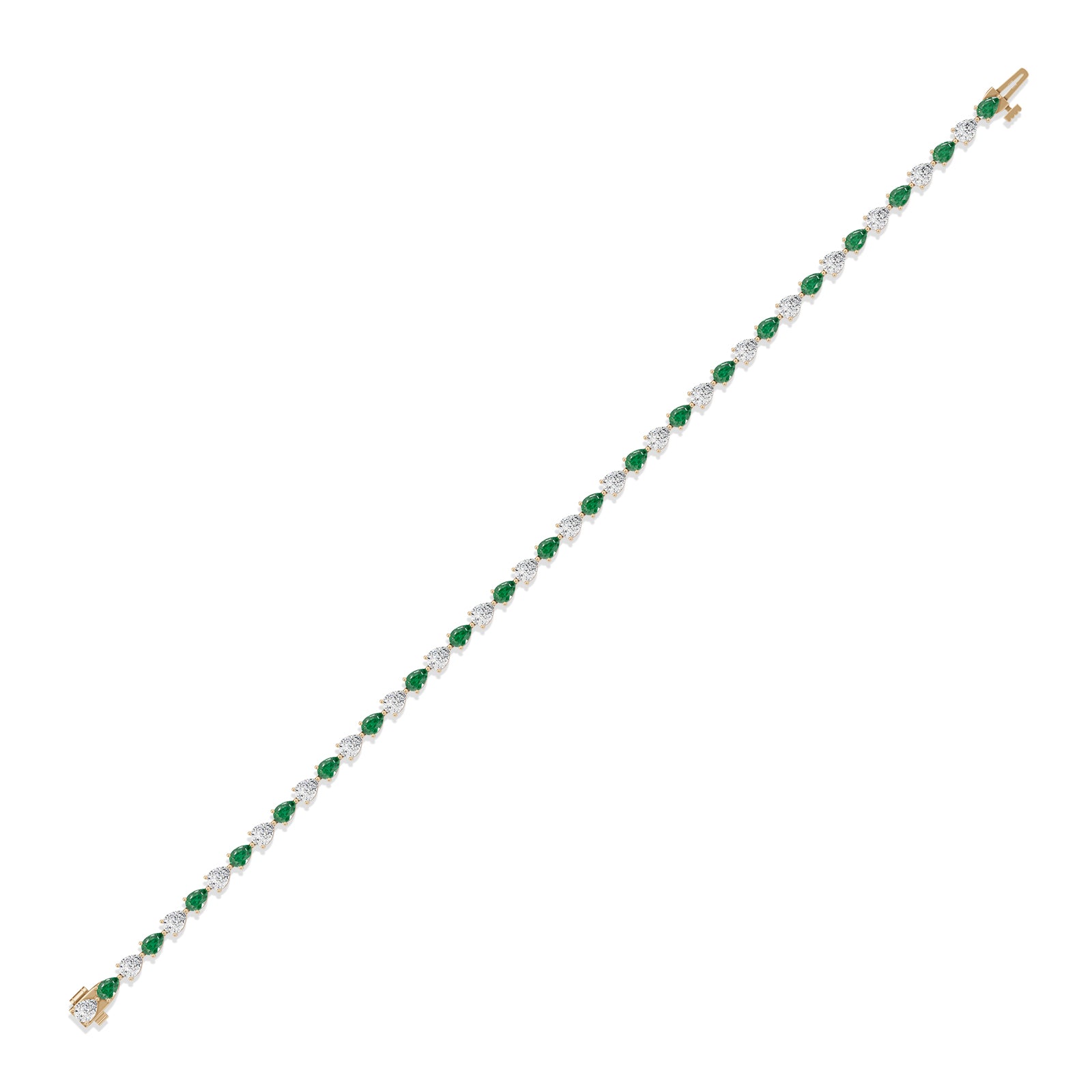 Pear Emerald & Diamond Tennis Bracelet - BR37