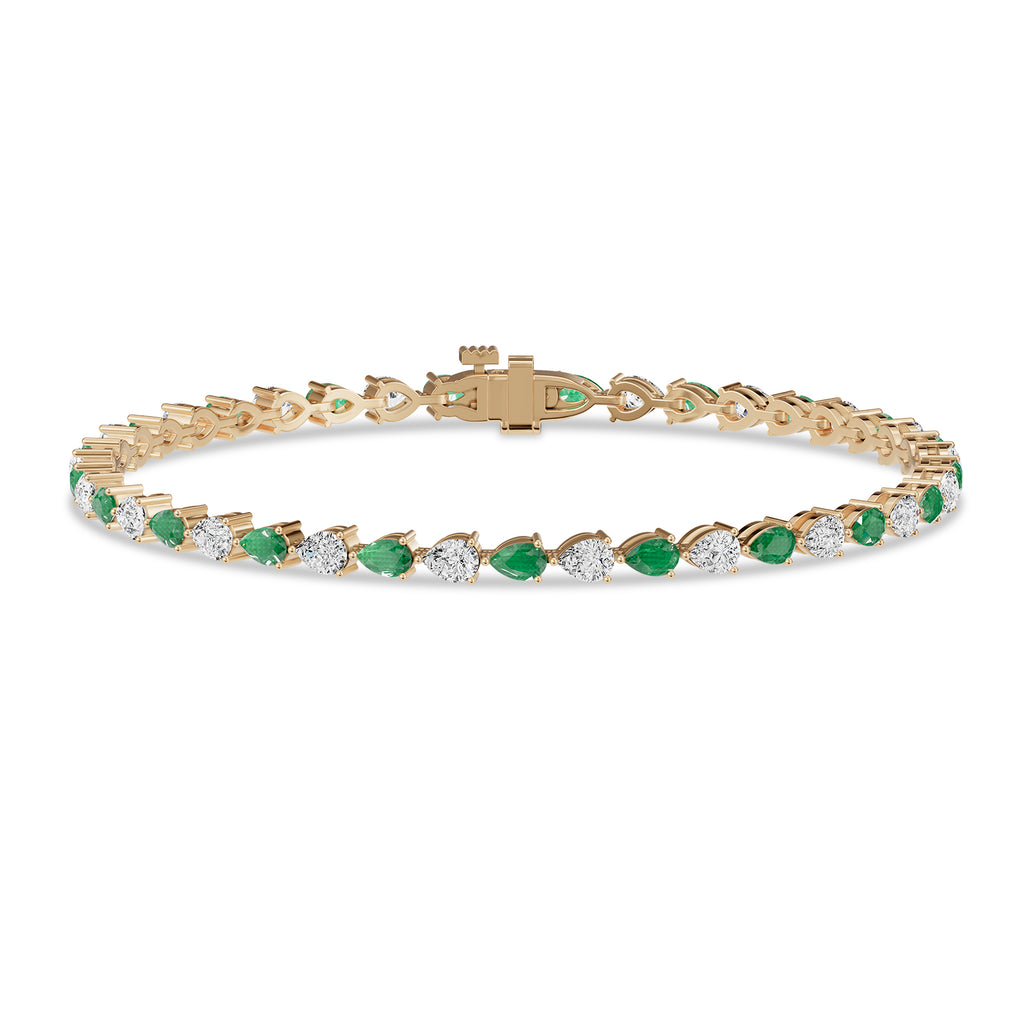 Pear Emerald & Diamond Tennis Bracelet - BR37