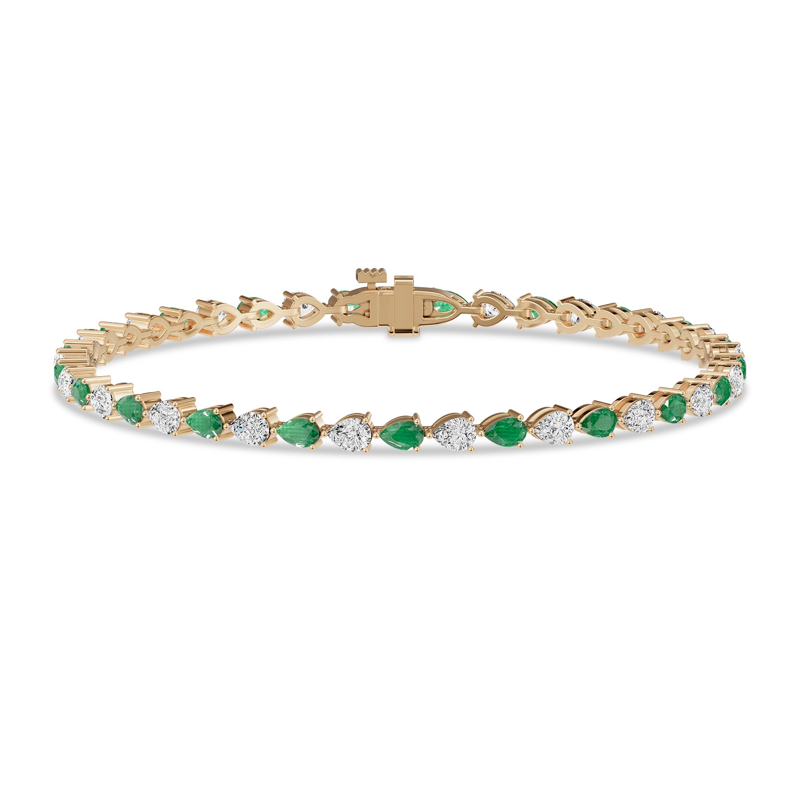 Pear Emerald & Diamond Tennis Bracelet - BR37