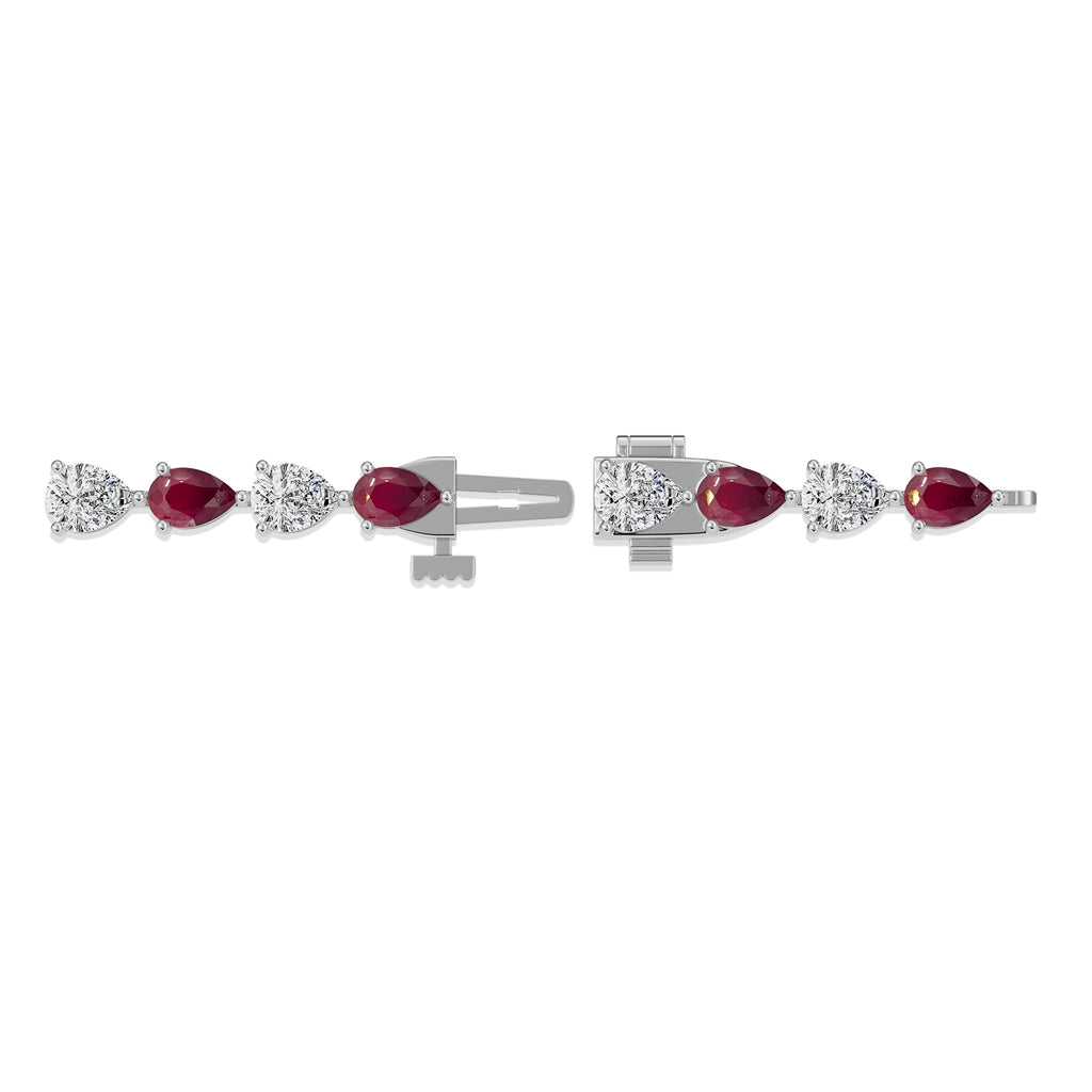 Pear Ruby & Diamond Tennis Bracelet - BR38