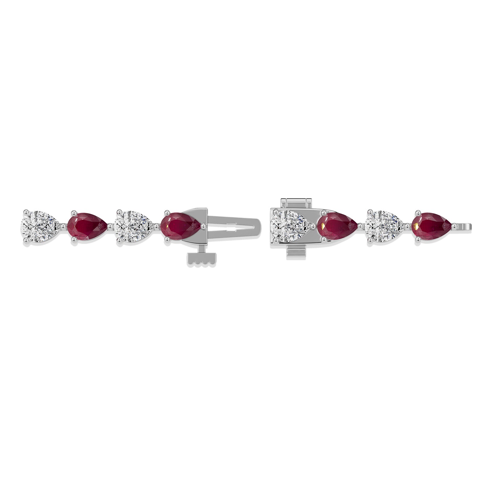 Pear Ruby & Diamond Tennis Bracelet - BR38