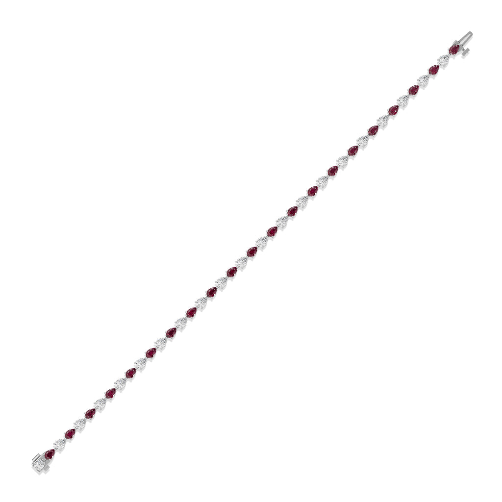 Pear Ruby & Diamond Tennis Bracelet - BR38