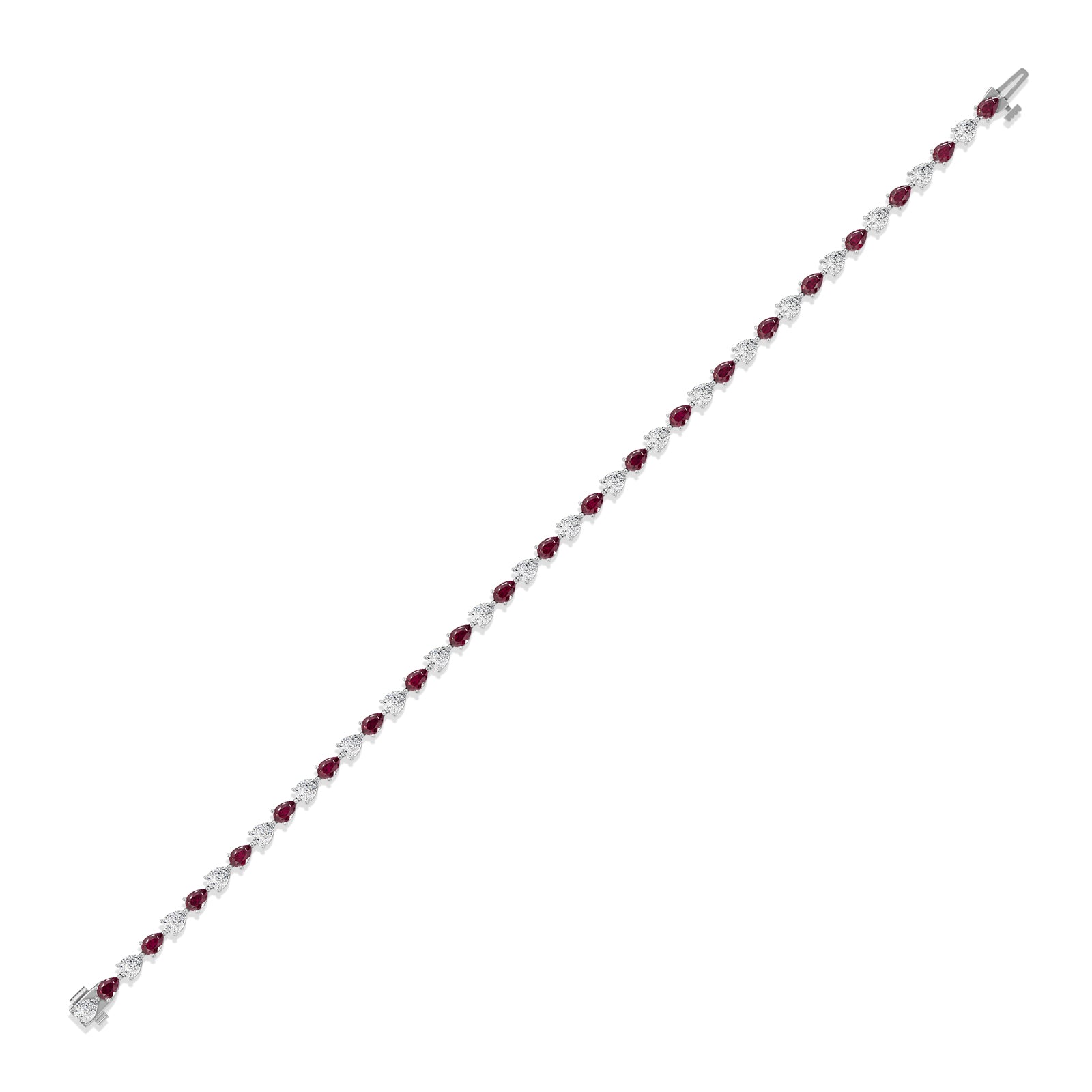 Pear Ruby & Diamond Tennis Bracelet - BR38