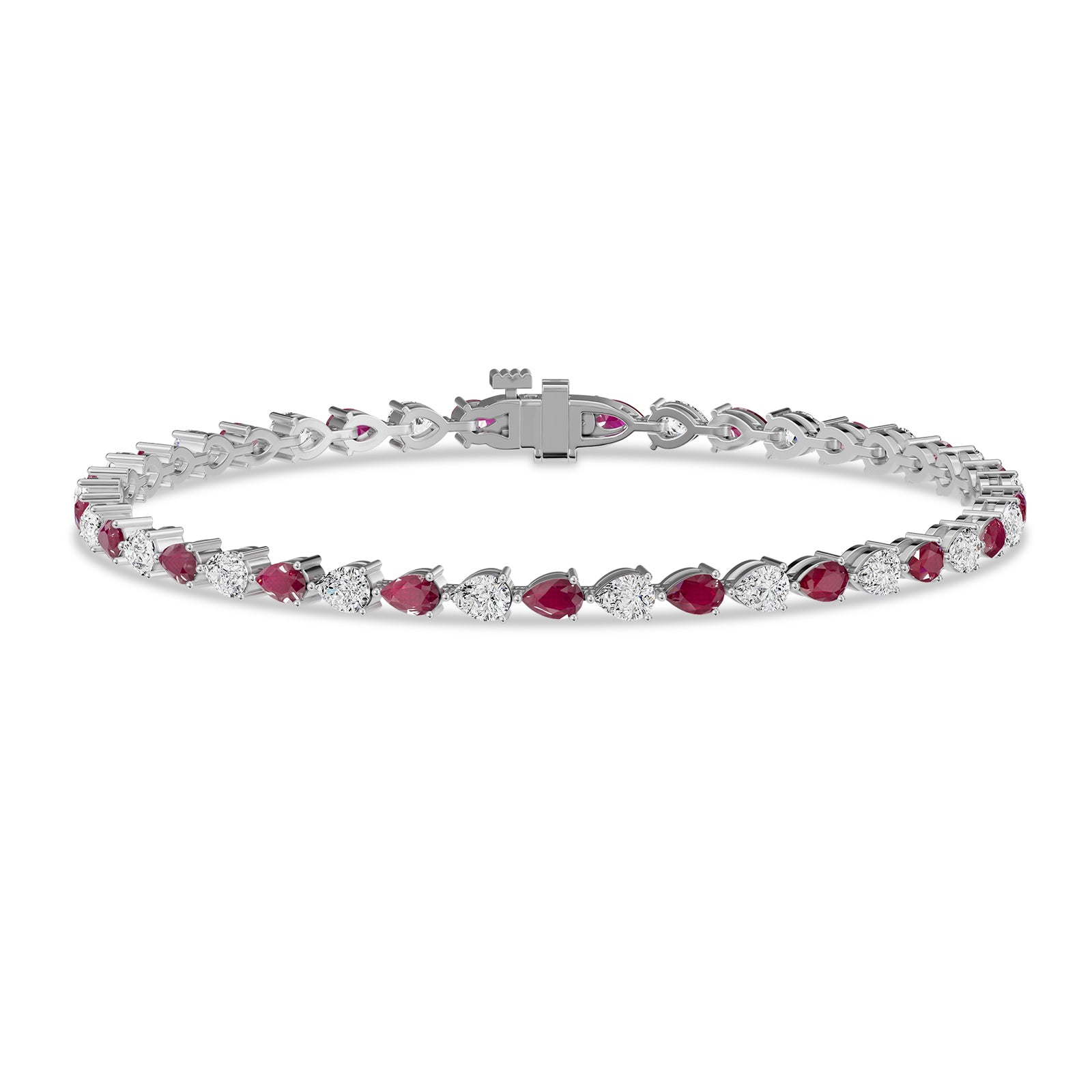 Pear Ruby & Diamond Tennis Bracelet - BR38
