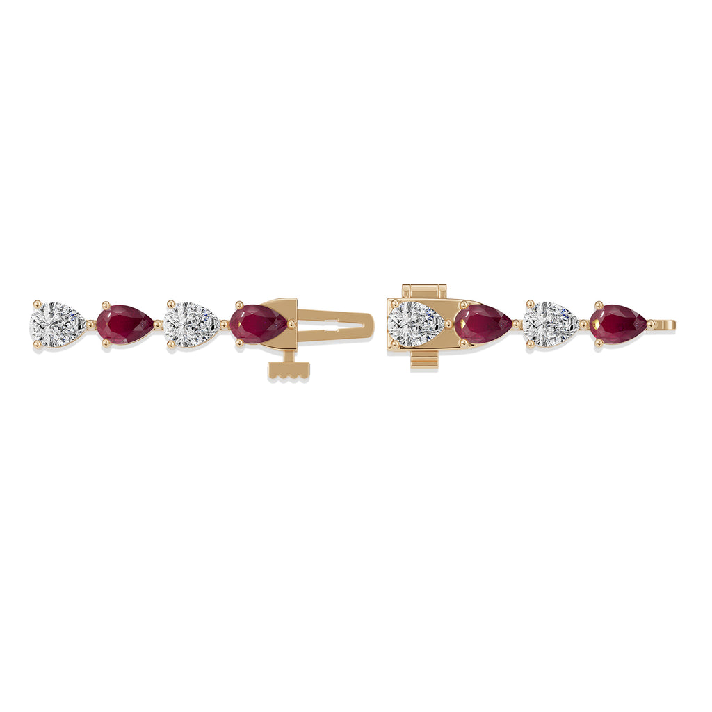 Pear Ruby & Diamond Tennis Bracelet - BR38