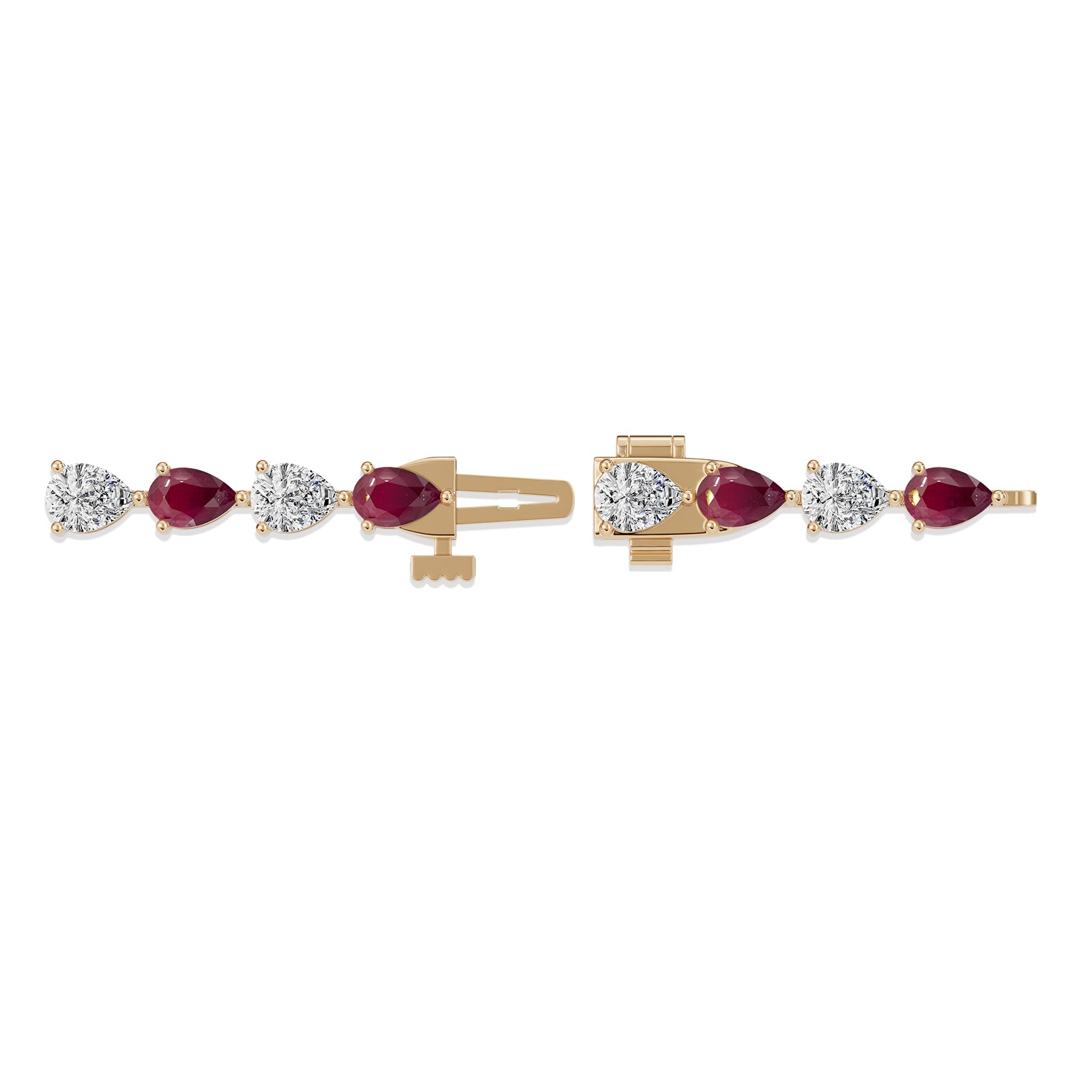 Pear Ruby & Diamond Tennis Bracelet - BR38