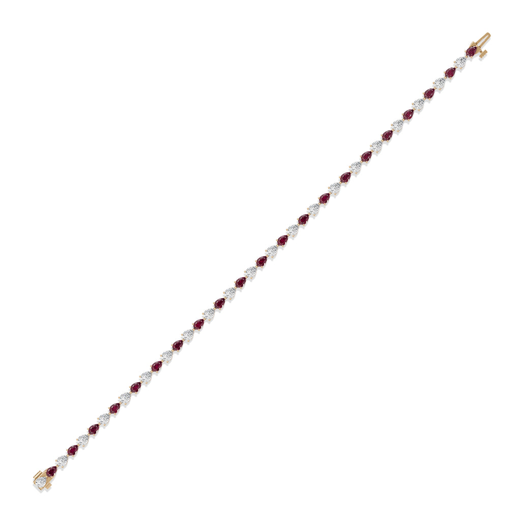Pear Ruby & Diamond Tennis Bracelet - BR38