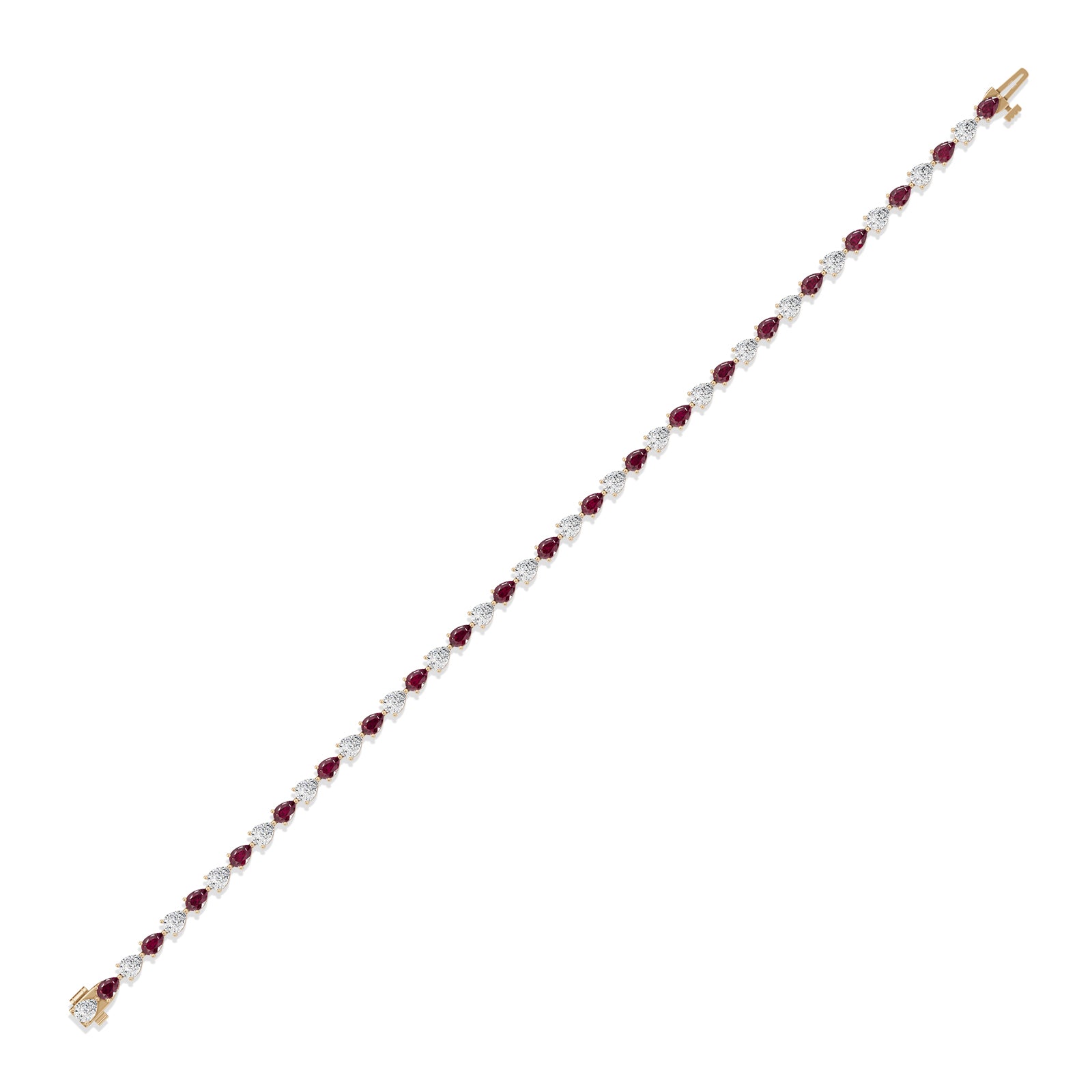 Pear Ruby & Diamond Tennis Bracelet - BR38