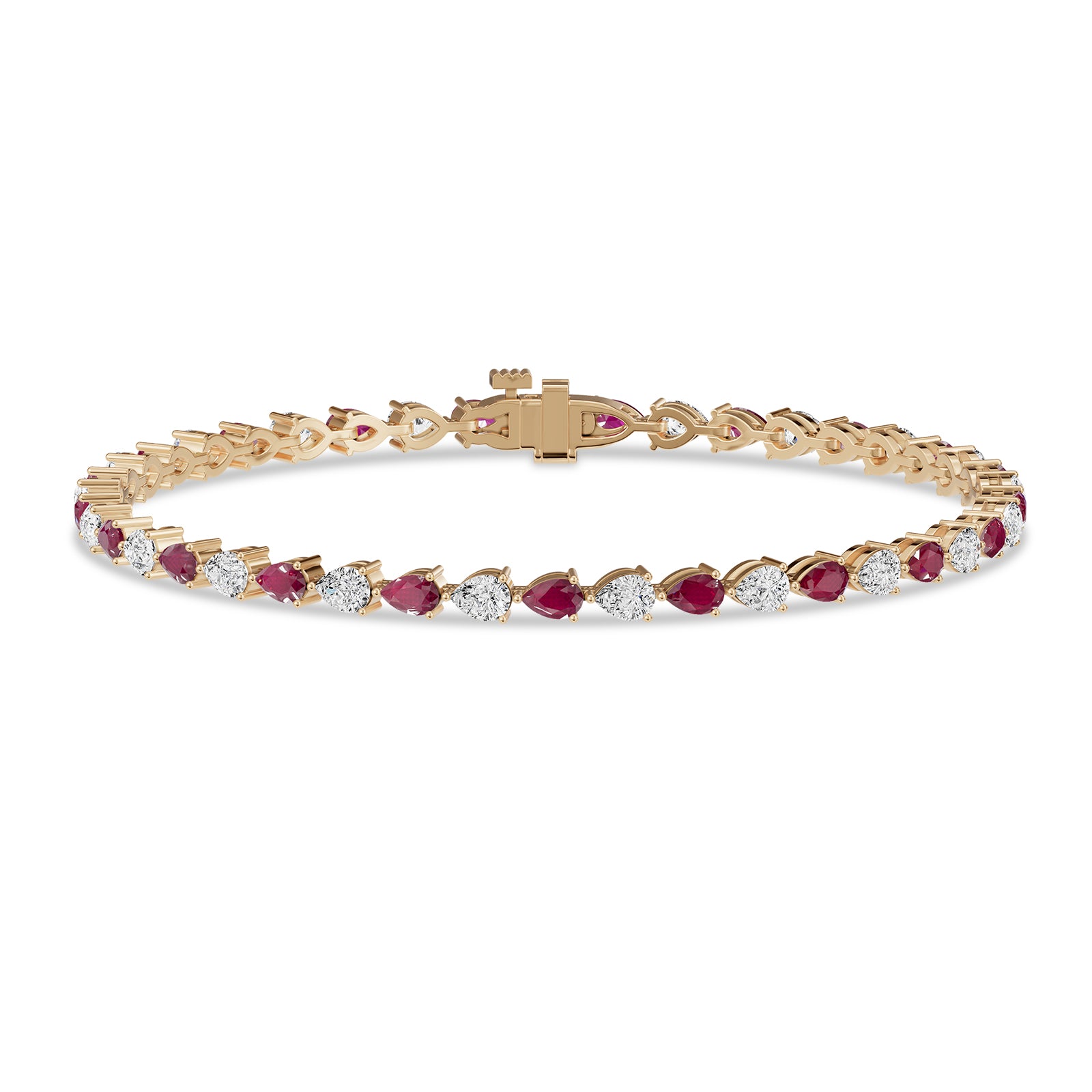 Pear Ruby & Diamond Tennis Bracelet - BR38