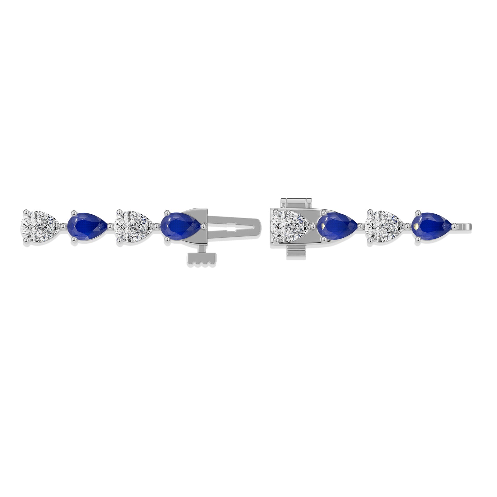 Pear Sapphire & Diamond Tennis Bracelet - BR39