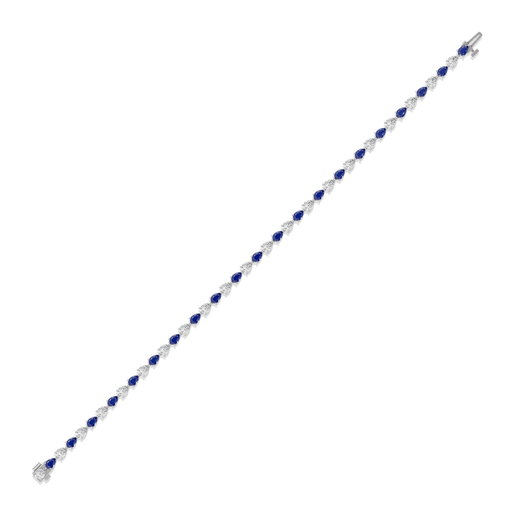 Pear Sapphire & Diamond Tennis Bracelet - BR39