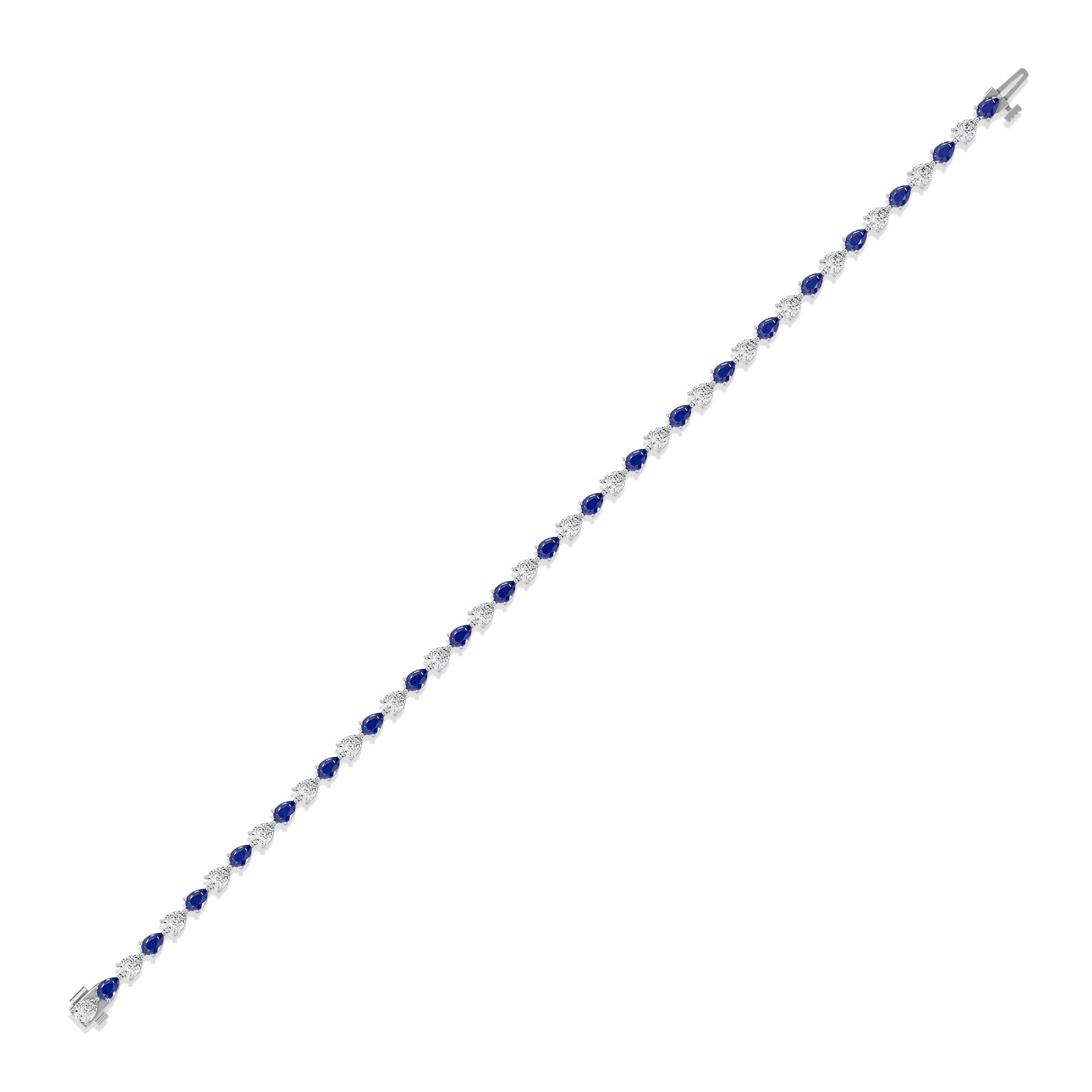 Pear Sapphire & Diamond Tennis Bracelet - BR39