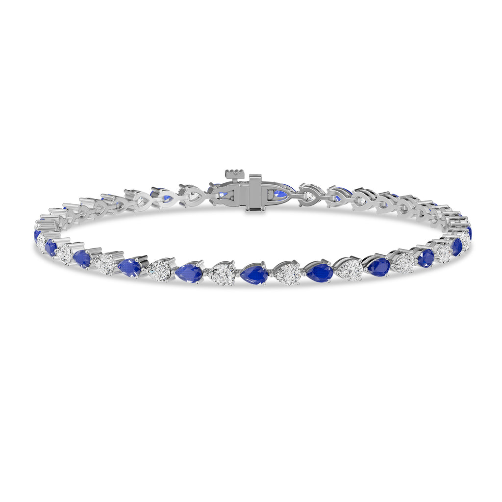 Pear Sapphire & Diamond Tennis Bracelet - BR39
