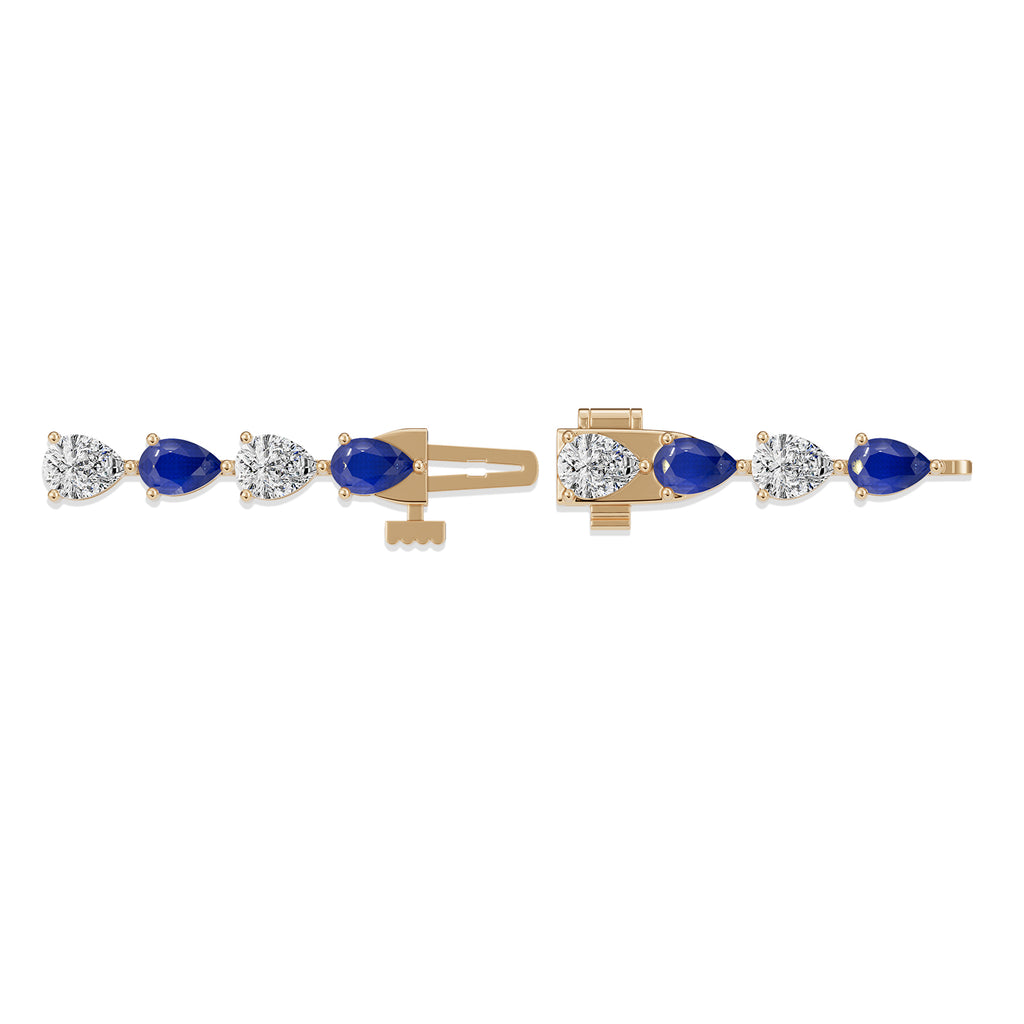 Pear Sapphire & Diamond Tennis Bracelet - BR39