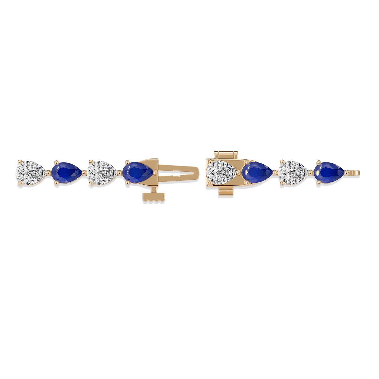 Pear Sapphire & Diamond Tennis Bracelet - BR39