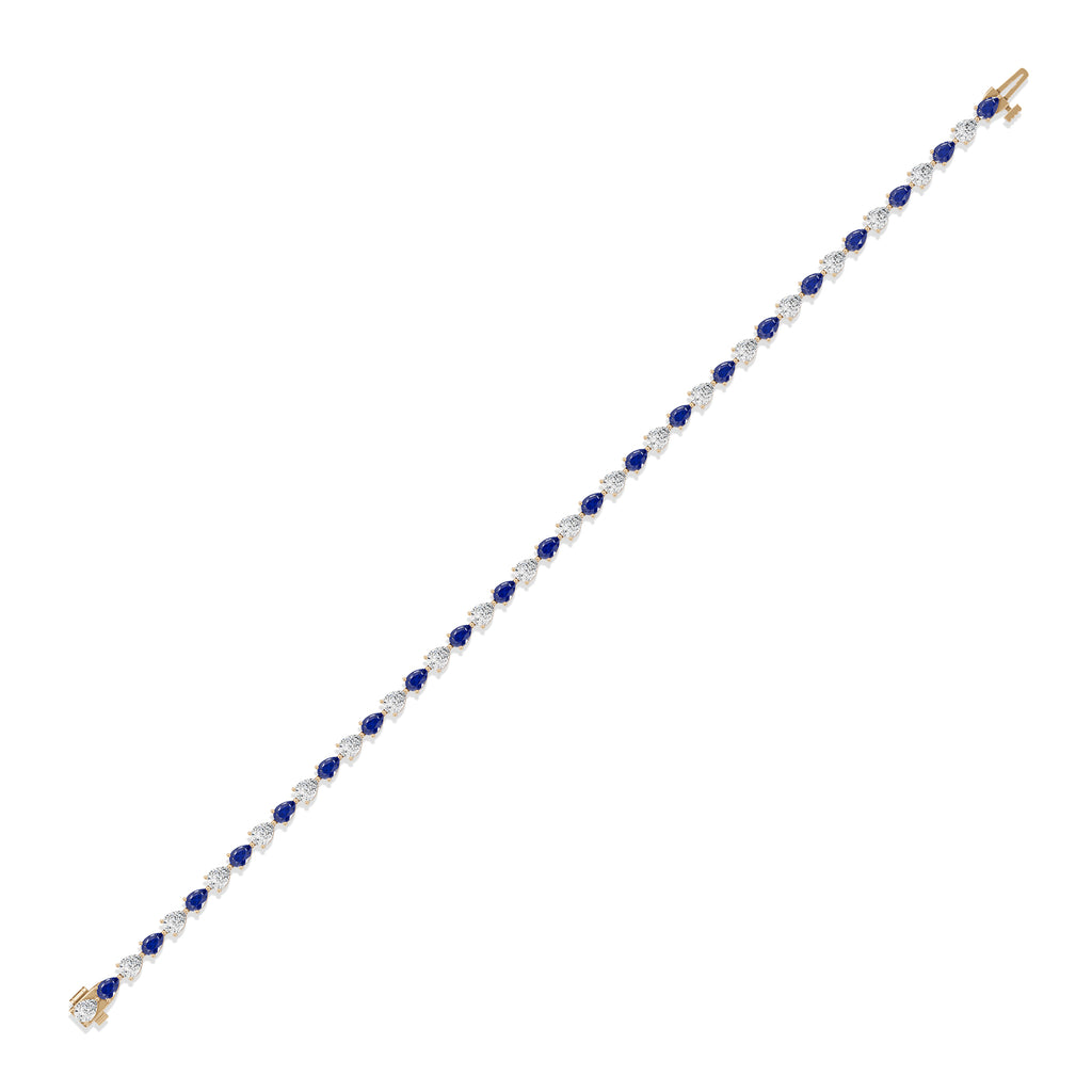 Pear Sapphire & Diamond Tennis Bracelet - BR39