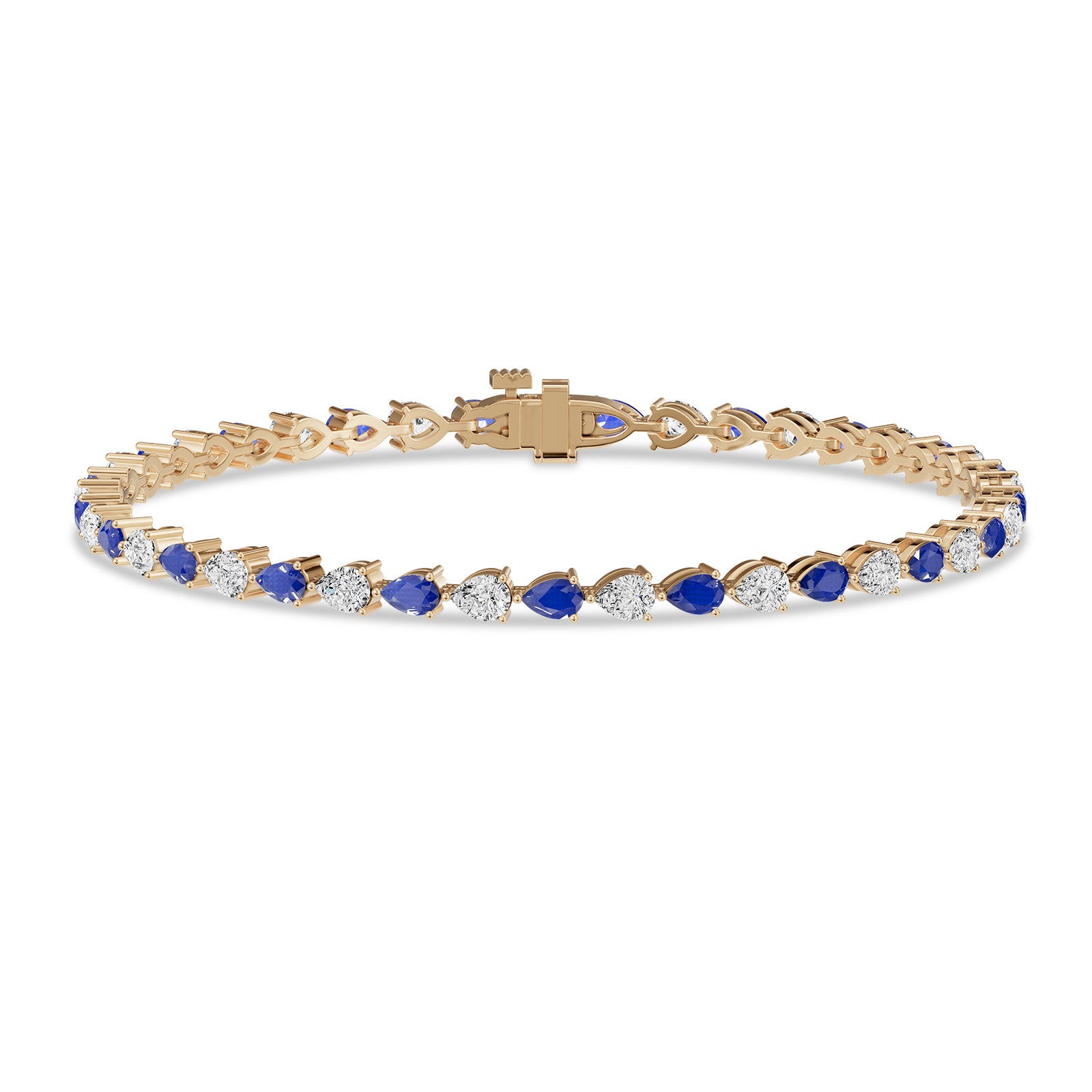 Pear Sapphire & Diamond Tennis Bracelet - BR39