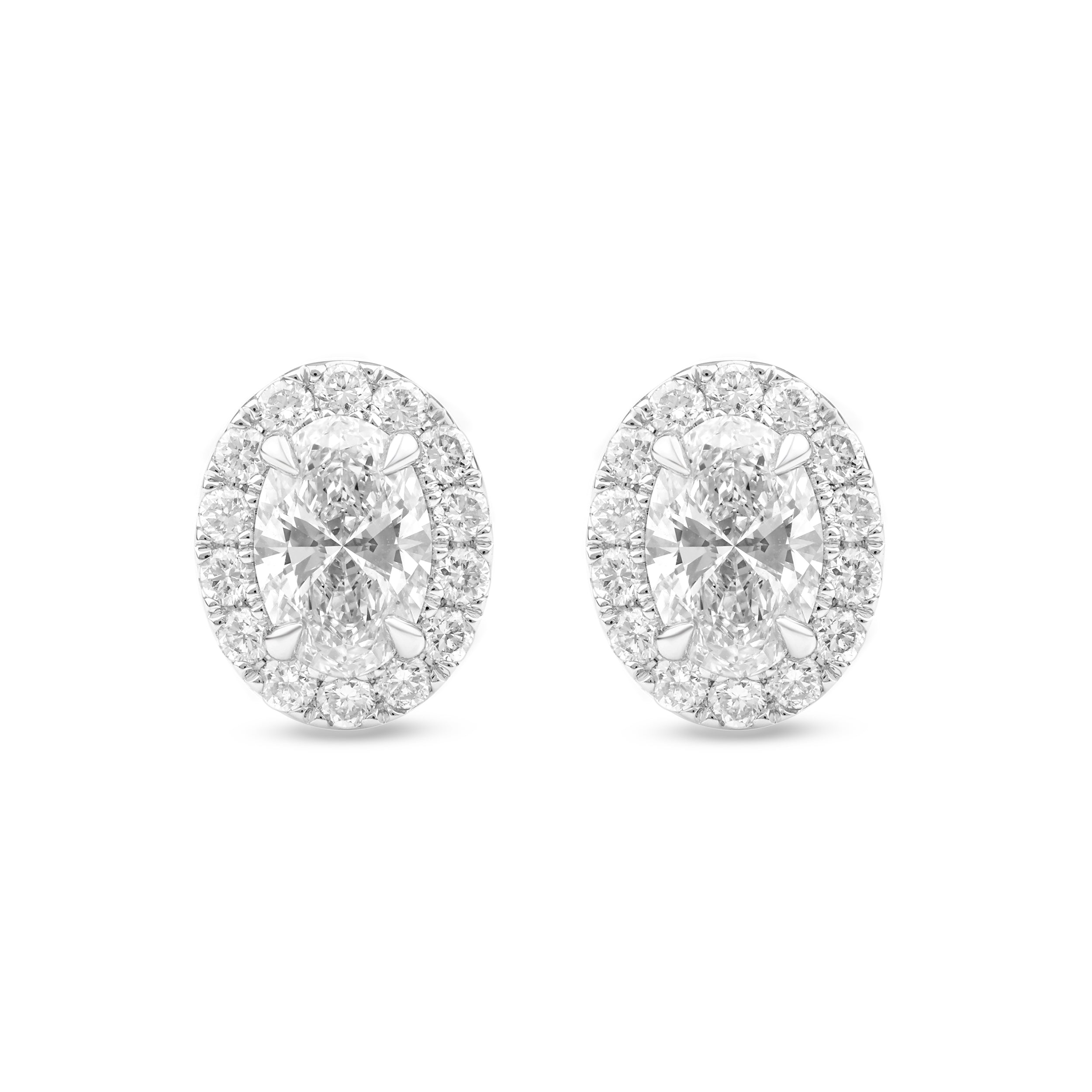 Halo Oval Diamond Stud Earrings - ER02