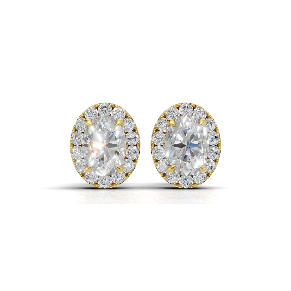 Halo Oval Diamond Stud Earrings - ER02