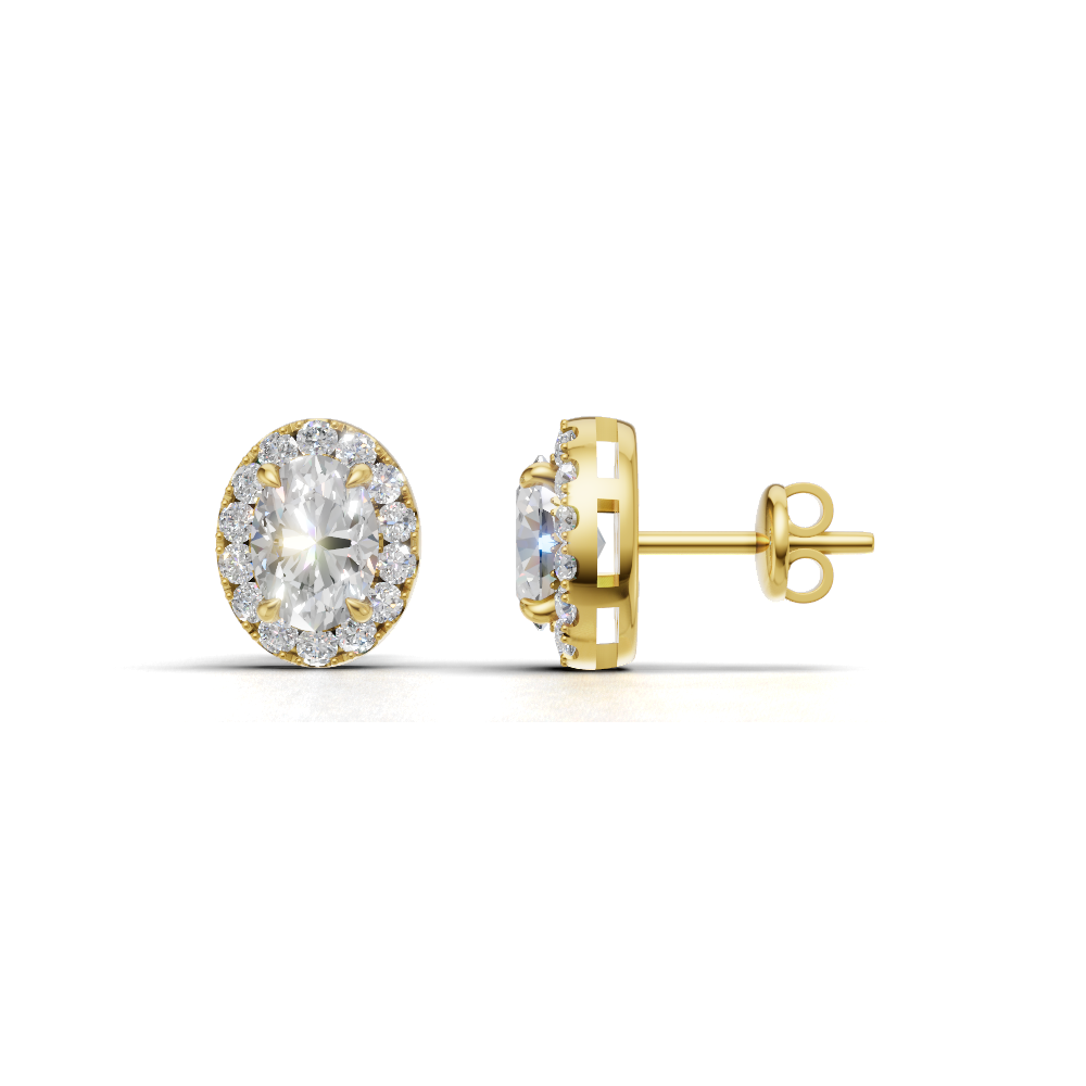 Halo Oval Diamond Stud Earrings - ER02
