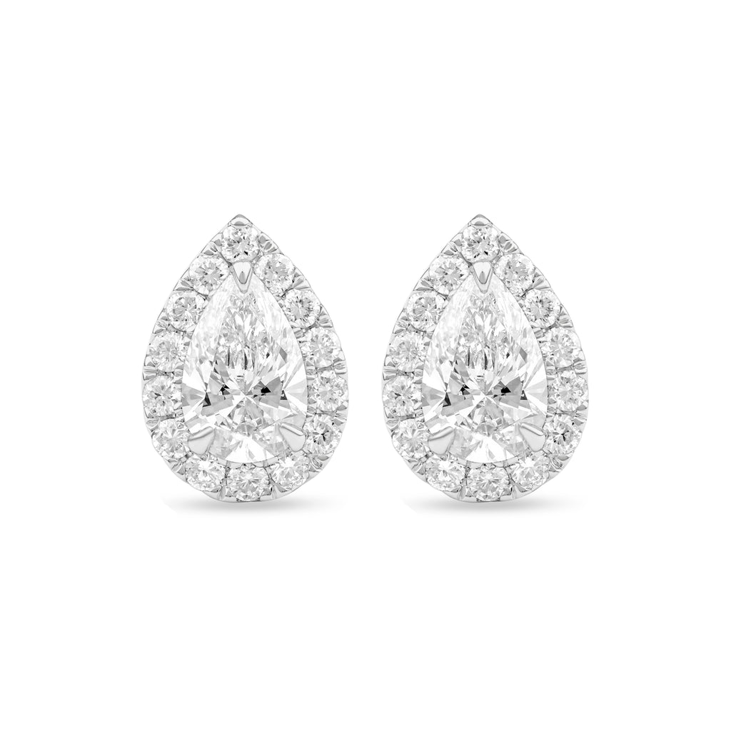 Halo Pear Diamond Stud Earrings - ER03