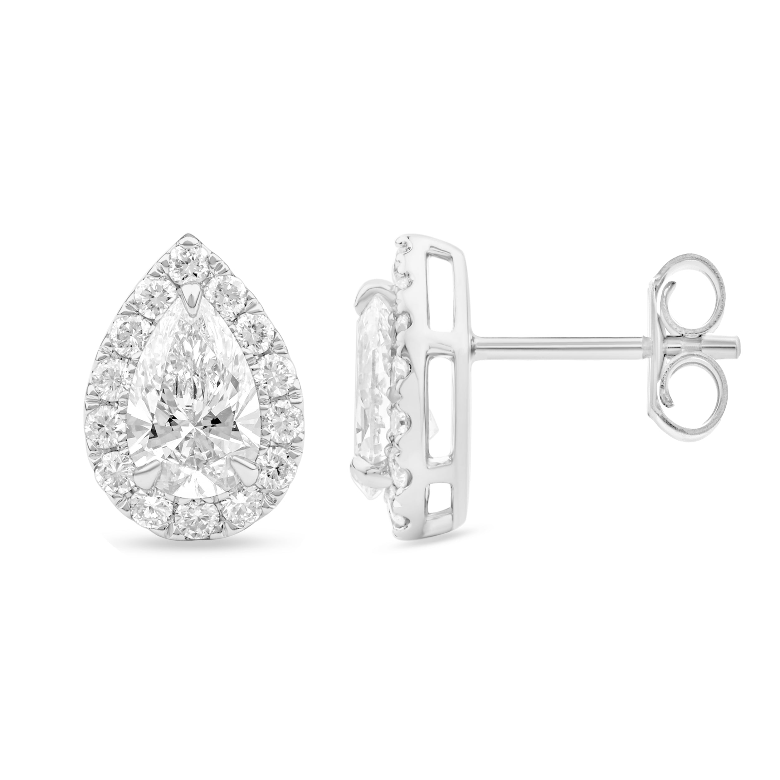 Halo Pear Diamond Stud Earrings - ER03