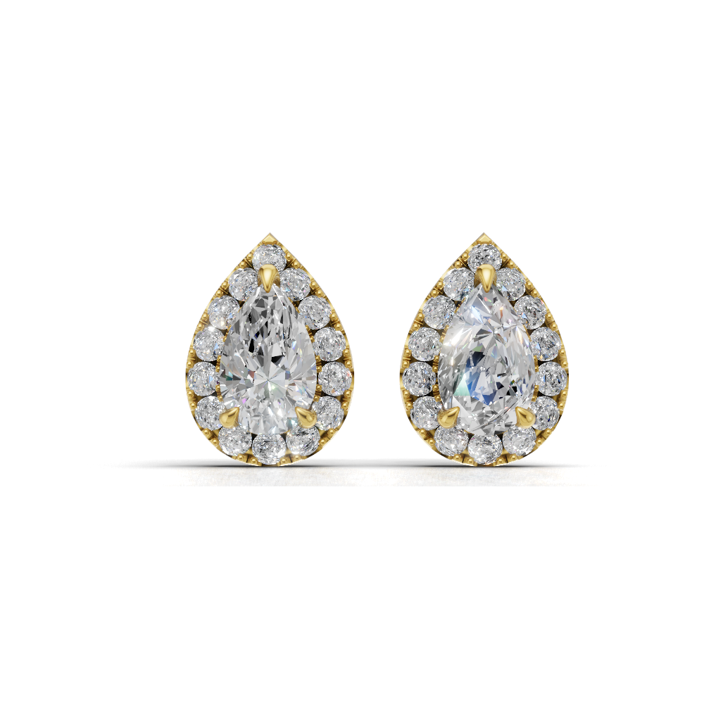 Halo Pear Diamond Stud Earrings - ER03