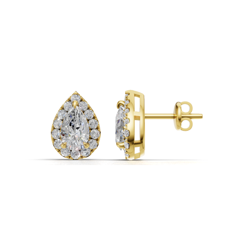 Halo Pear Diamond Stud Earrings - ER03