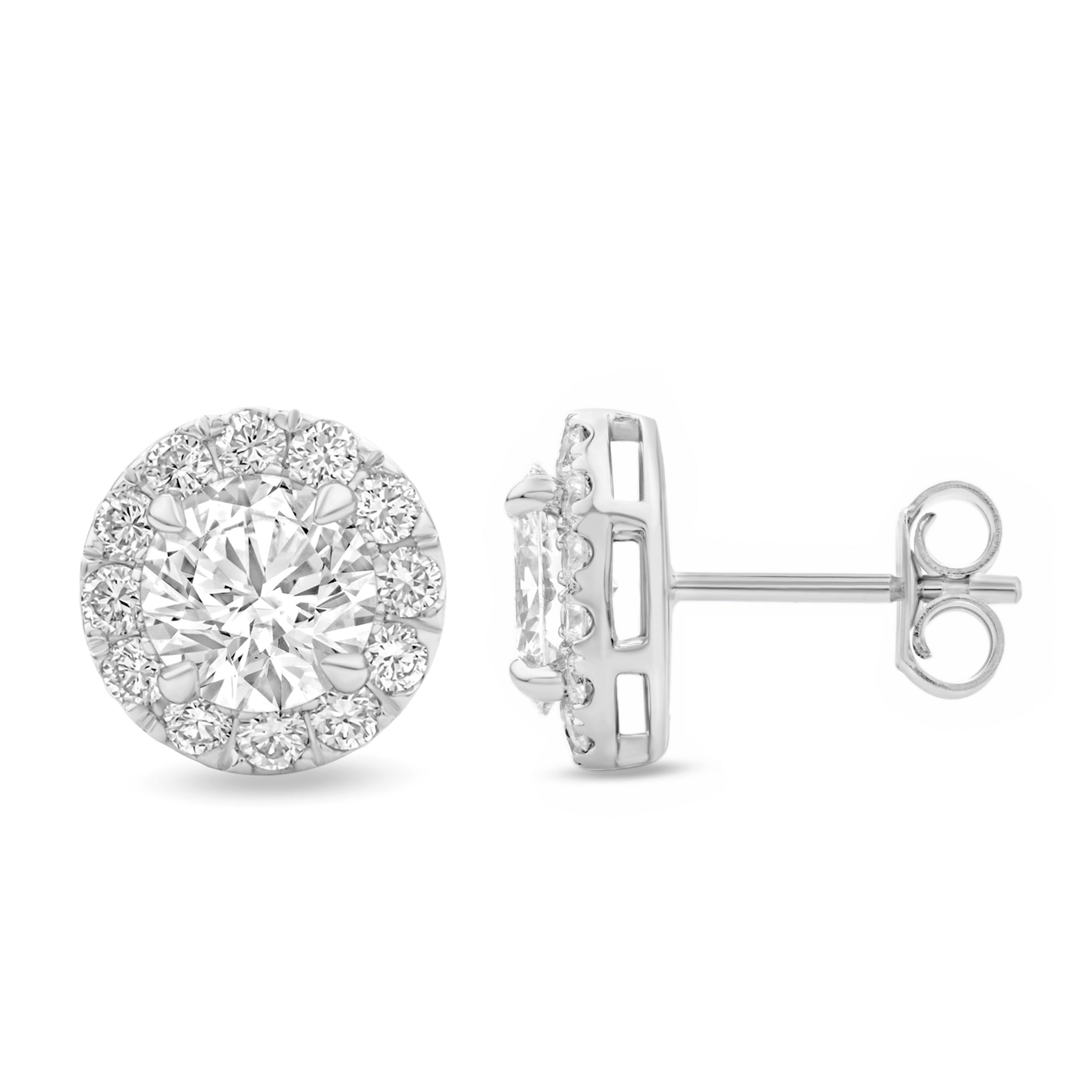 Halo Round Diamond Stud Earrings - ER04